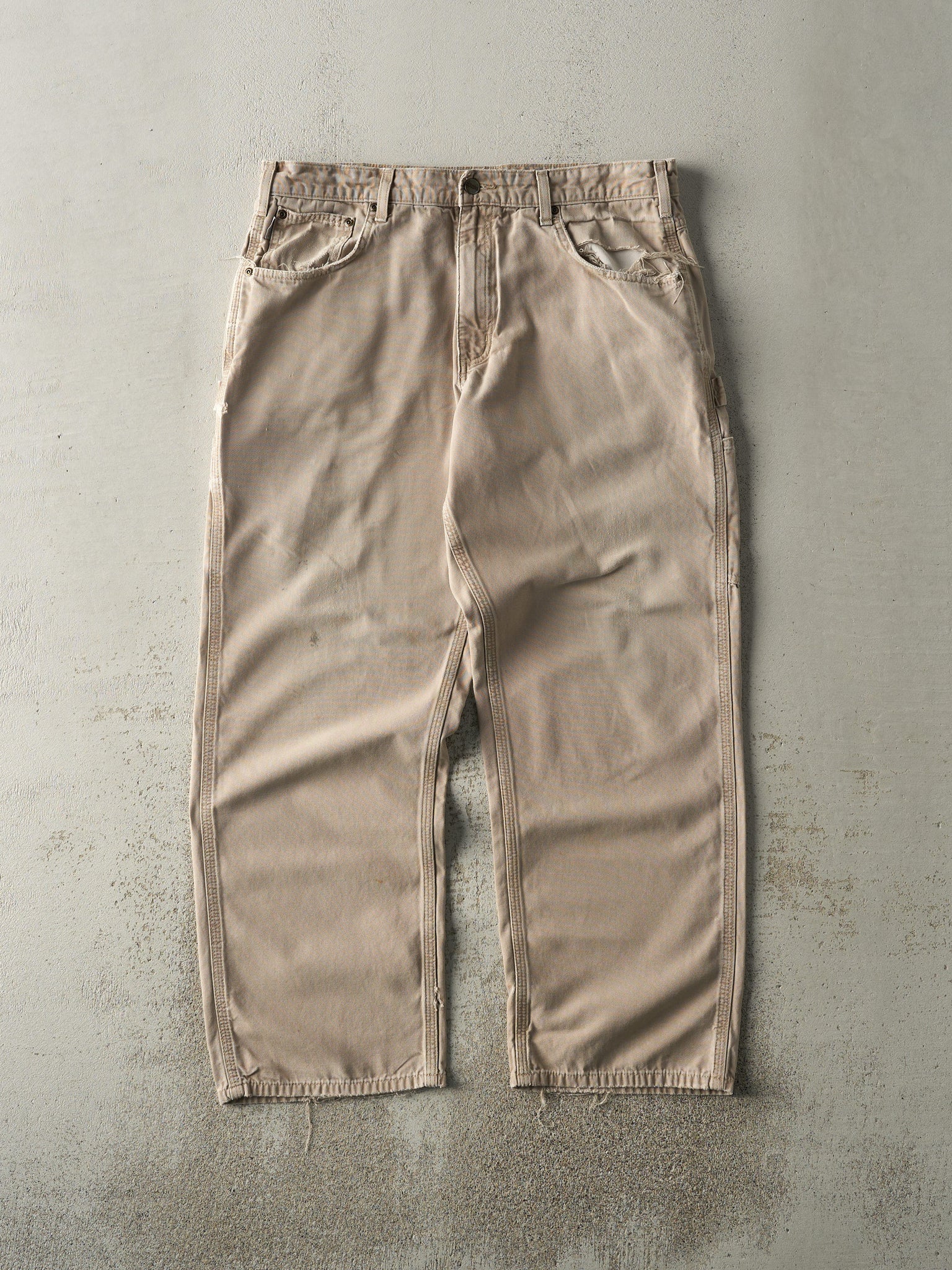 Vintage Y2K Beige Carhartt Lightweight Carpenter Pants (34x29)