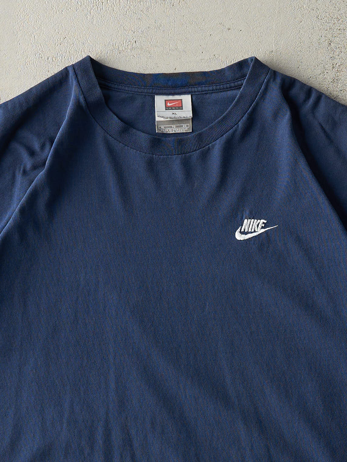 Vintage Y2K Navy Blue Embroidered Nike Logo Tee (L/XL)