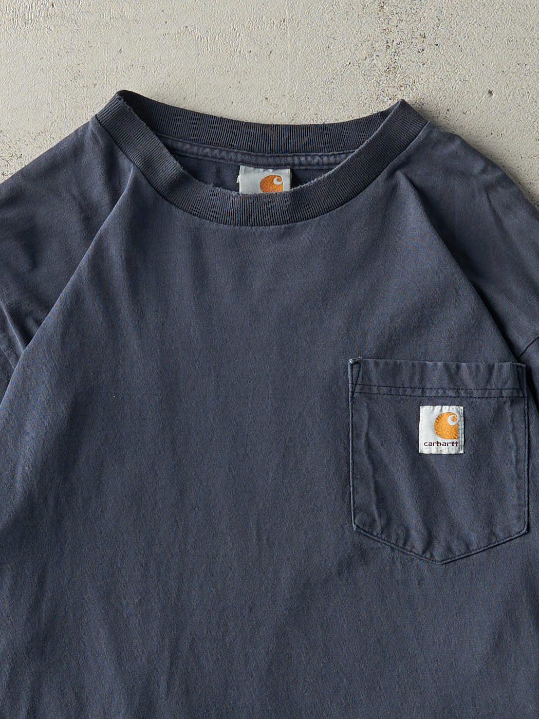 Vintage 90s Navy Blue Carhartt Pocket Long Sleeve (M)