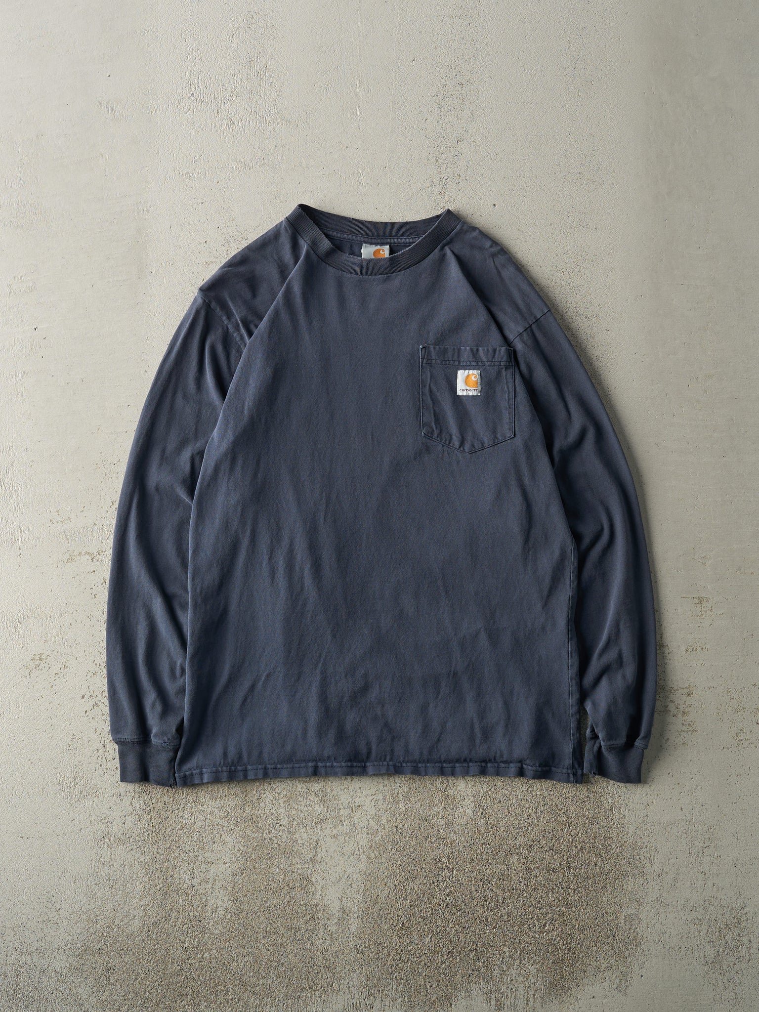 Vintage 90s Navy Blue Carhartt Pocket Long Sleeve (M)