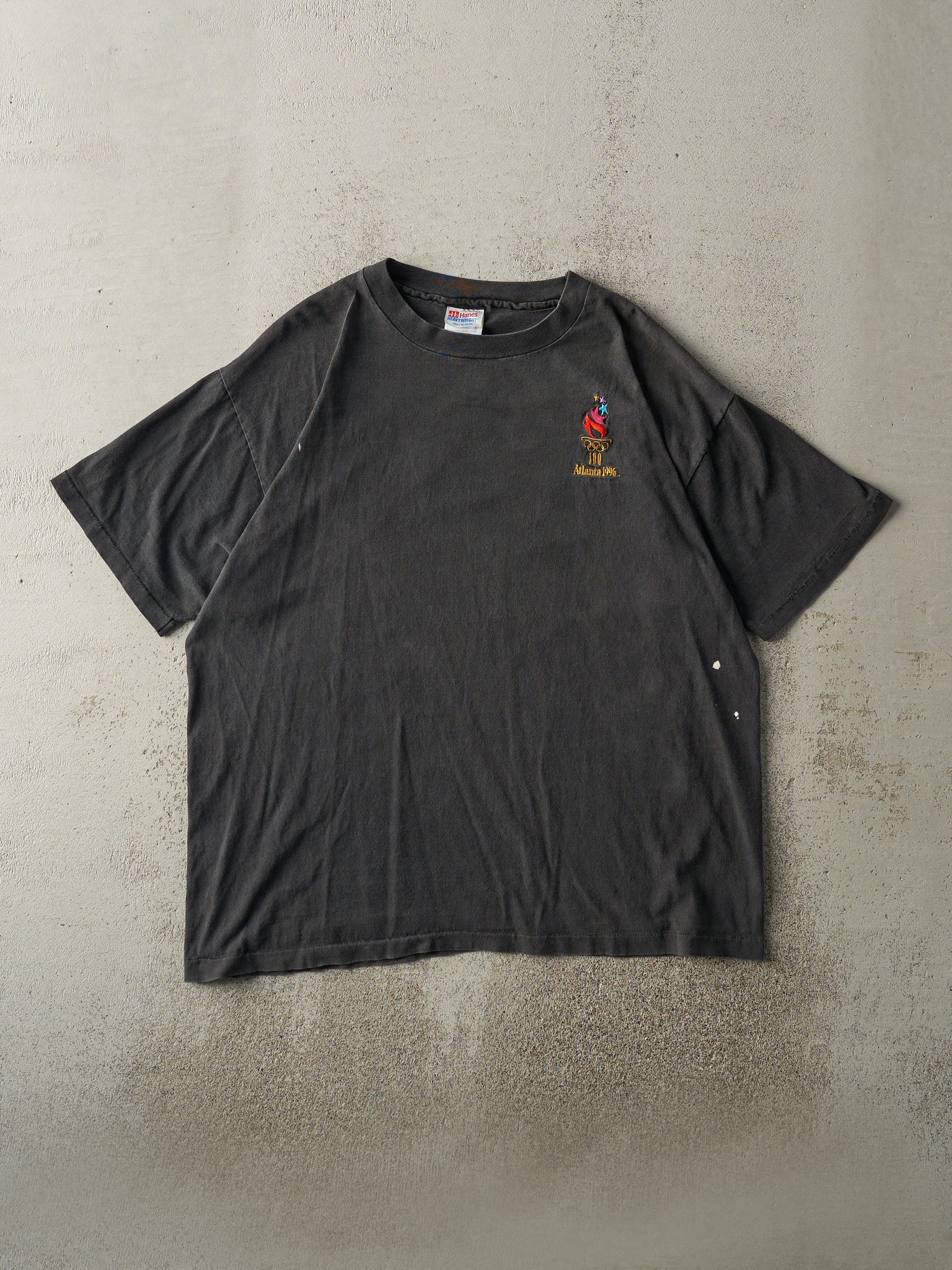 Vintage 96' Faded Black Atlanta Olympics Embroidered Single Stitch Tee (L)