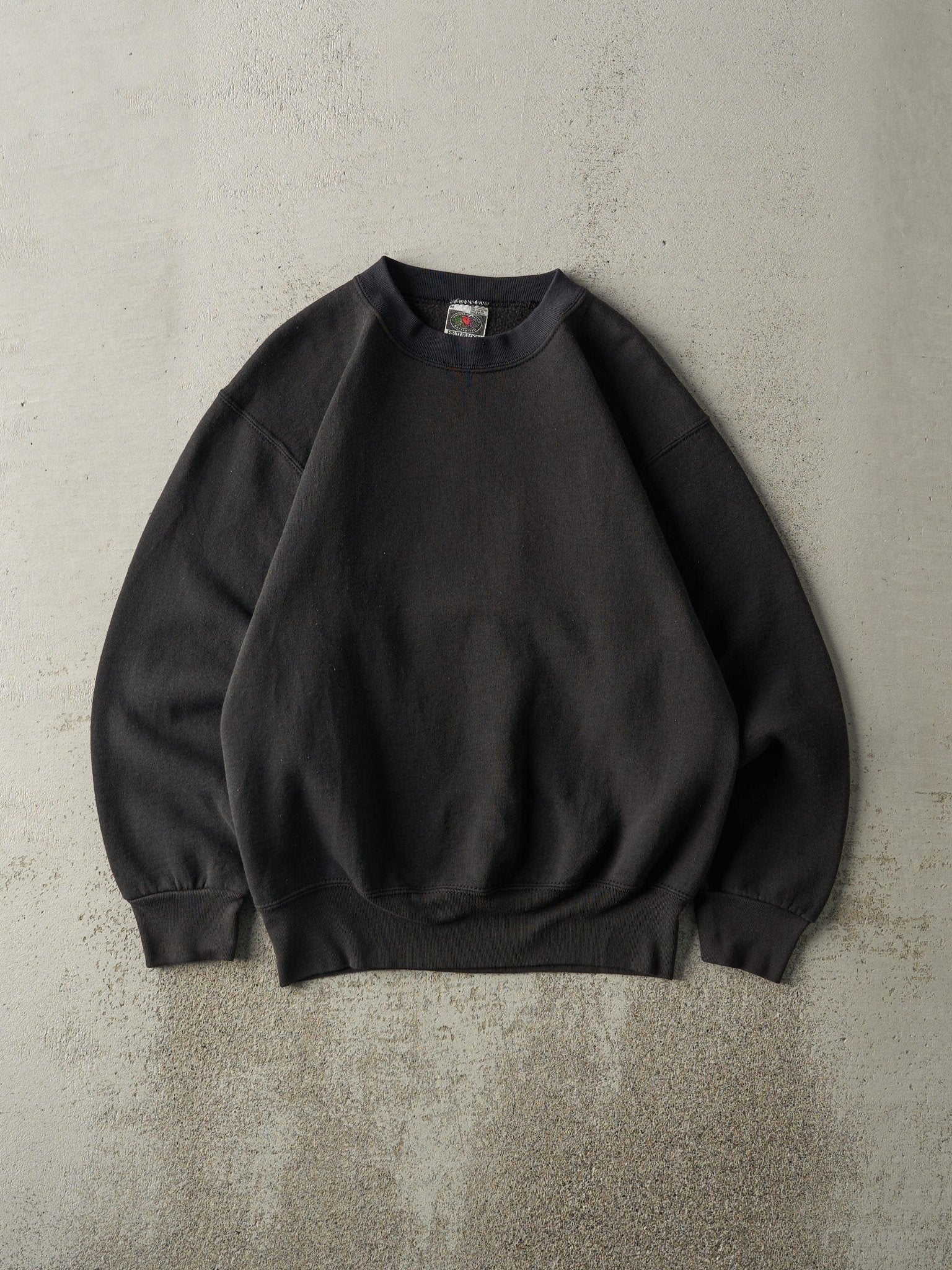 Vintage 90s Faded Black Blank Crewneck (M)