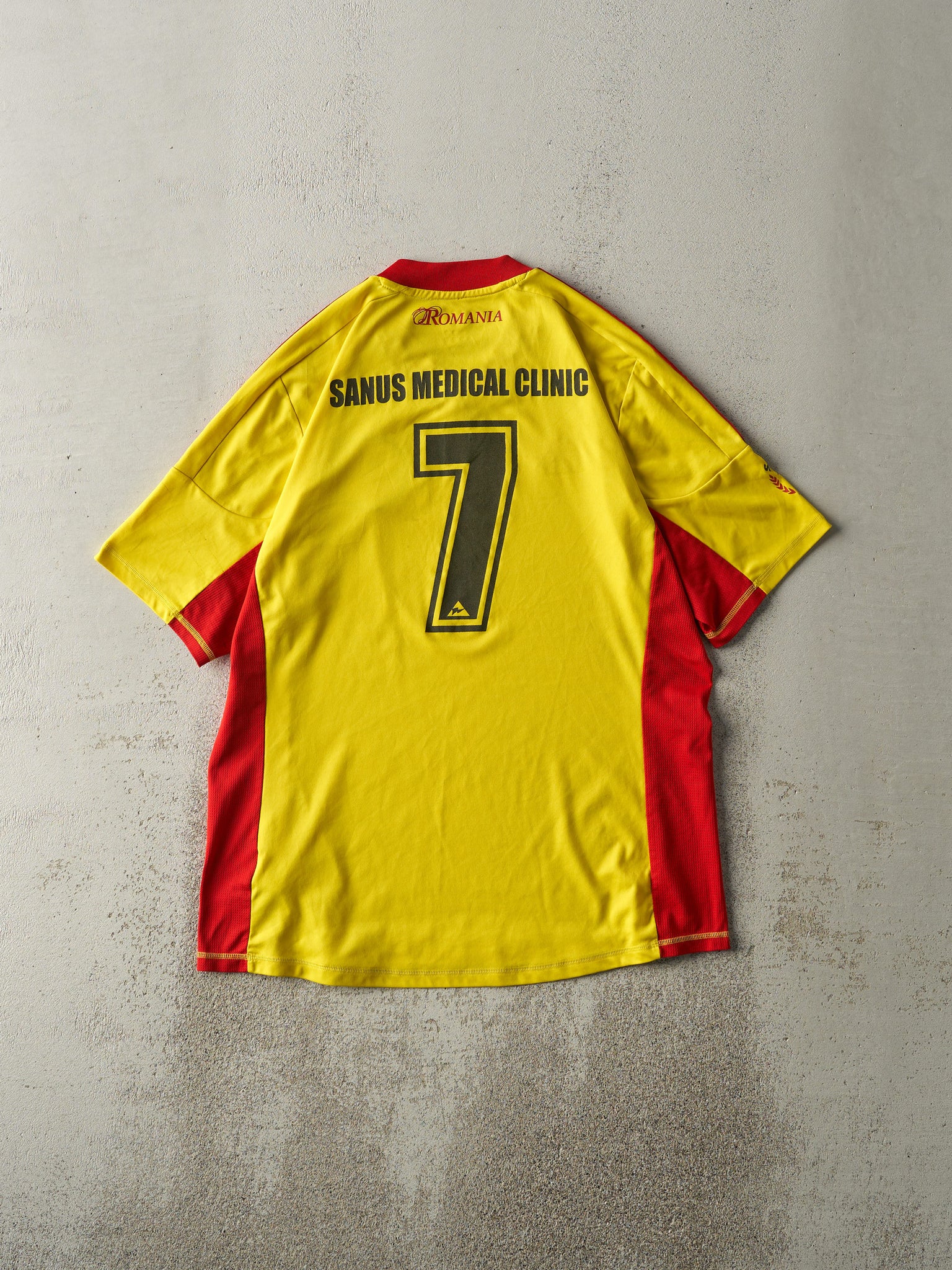 Vintage Y2K Yellow & Red Adidas Romanian Soccer Jersey (M/L)