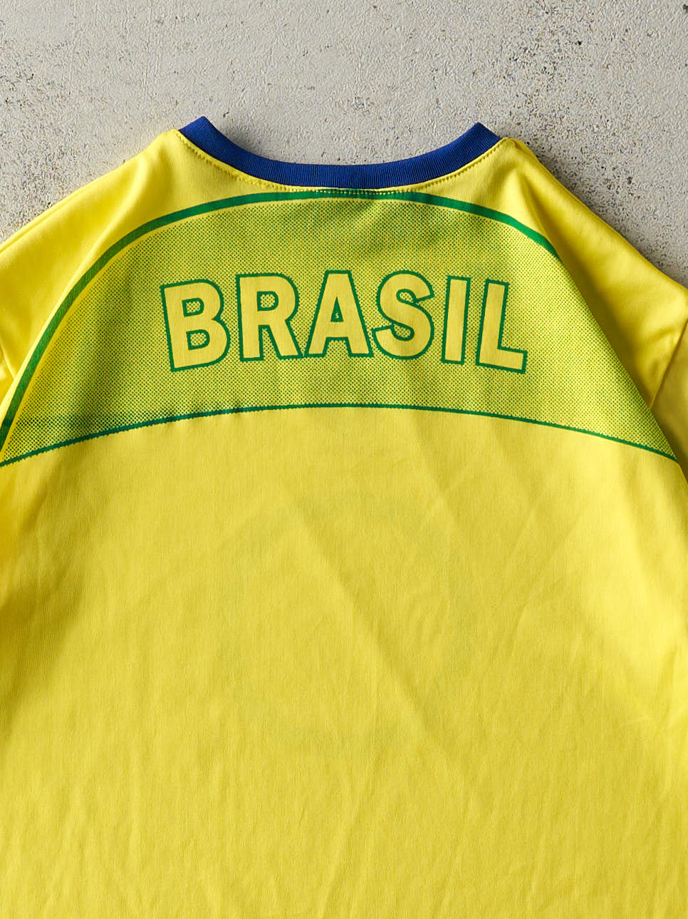 Vintage Y2K Yellow Brasil Soccer Jersey (XS/S)