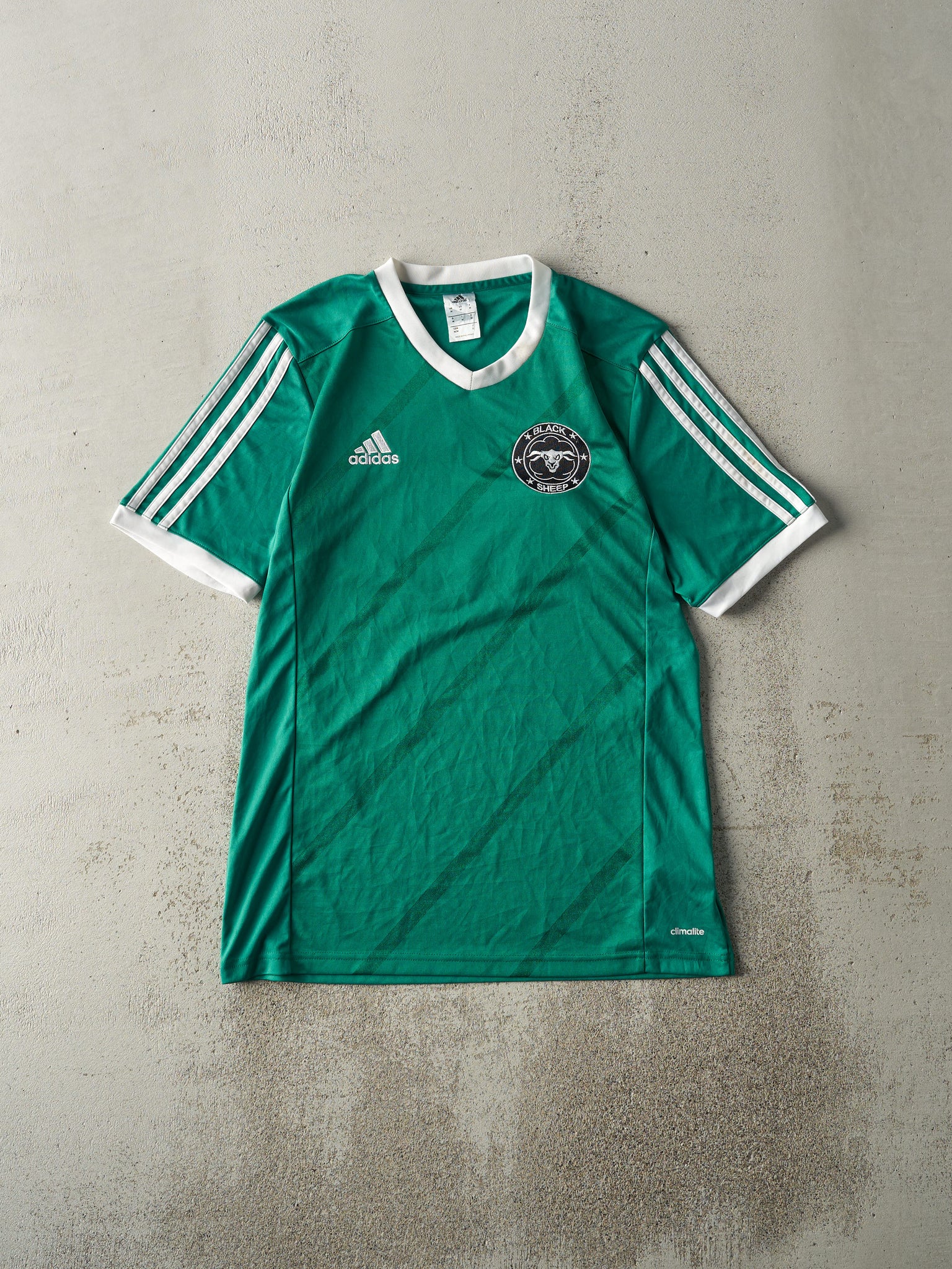 Vintage Y2K Green Adidas Black Sheep Soccer Jersey (M)