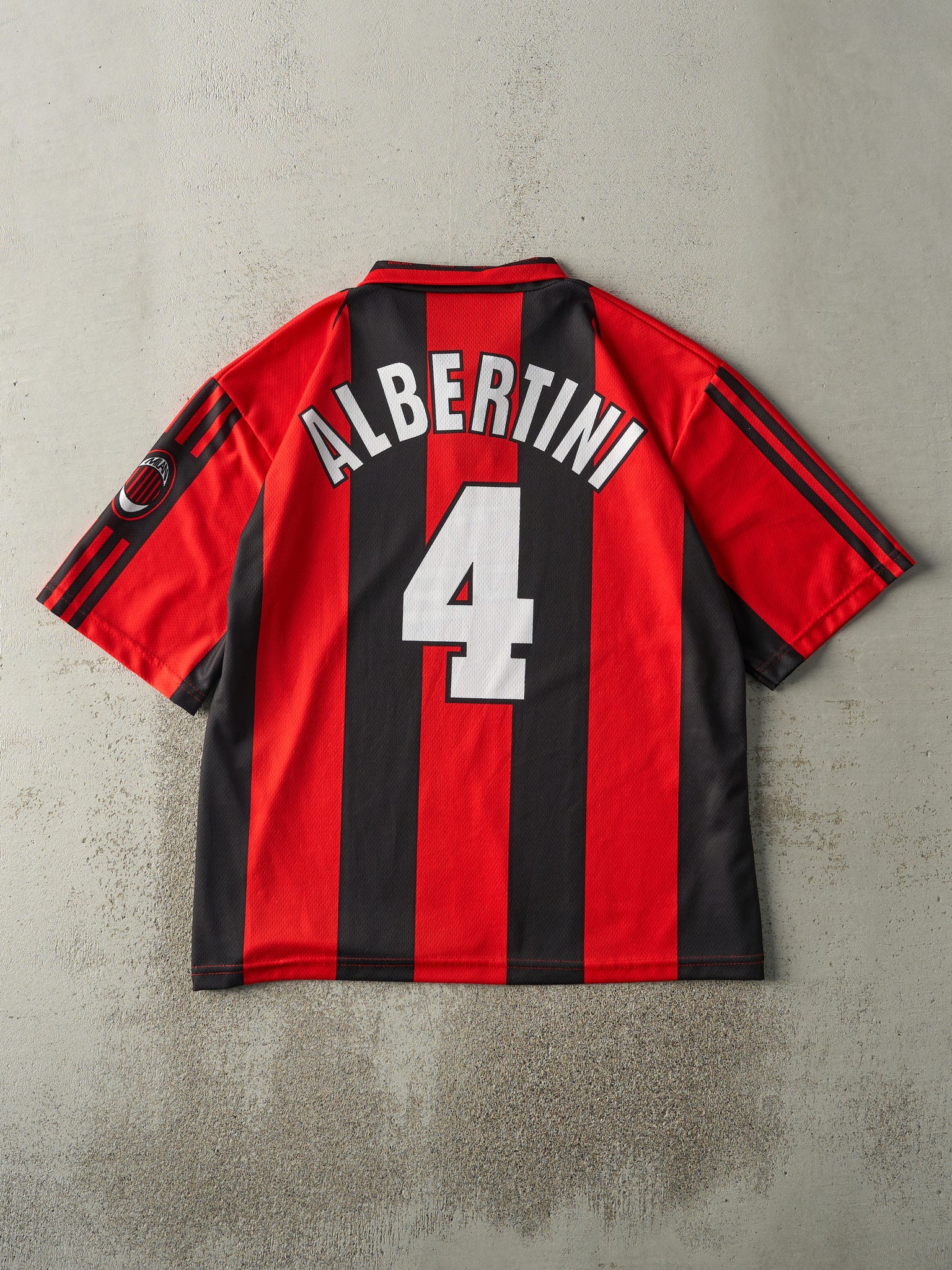 Vintage Y2K Red & Black Milan Soccer Jersey (L/XL)