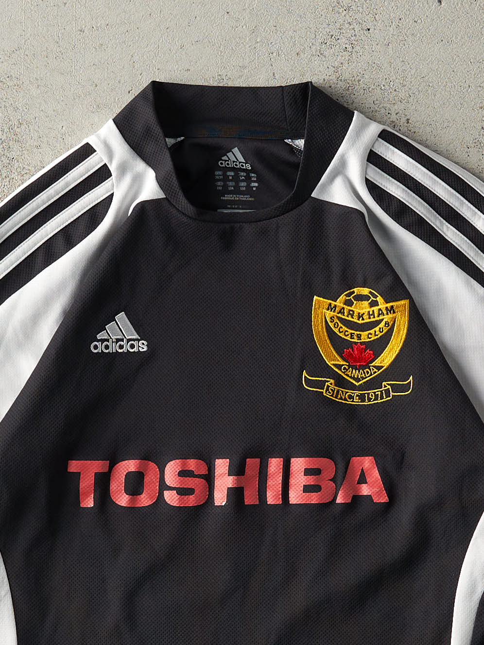 Vintage Y2K Black Markham Lightening Adidas Soccer Jersey (S)