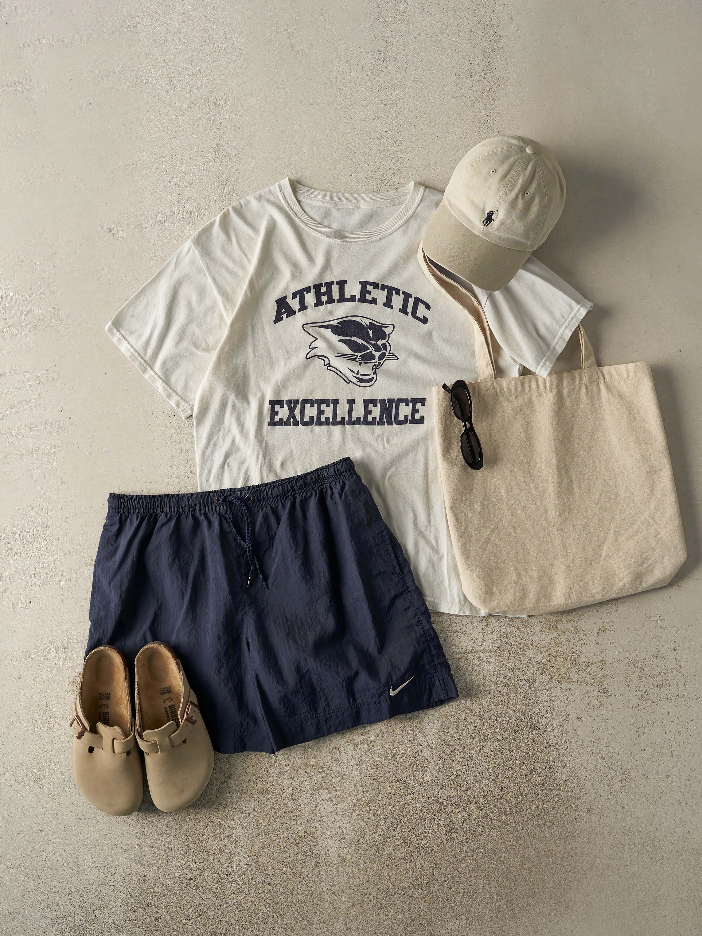 Vintage Y2K White Athletic Excellence Tee (L)