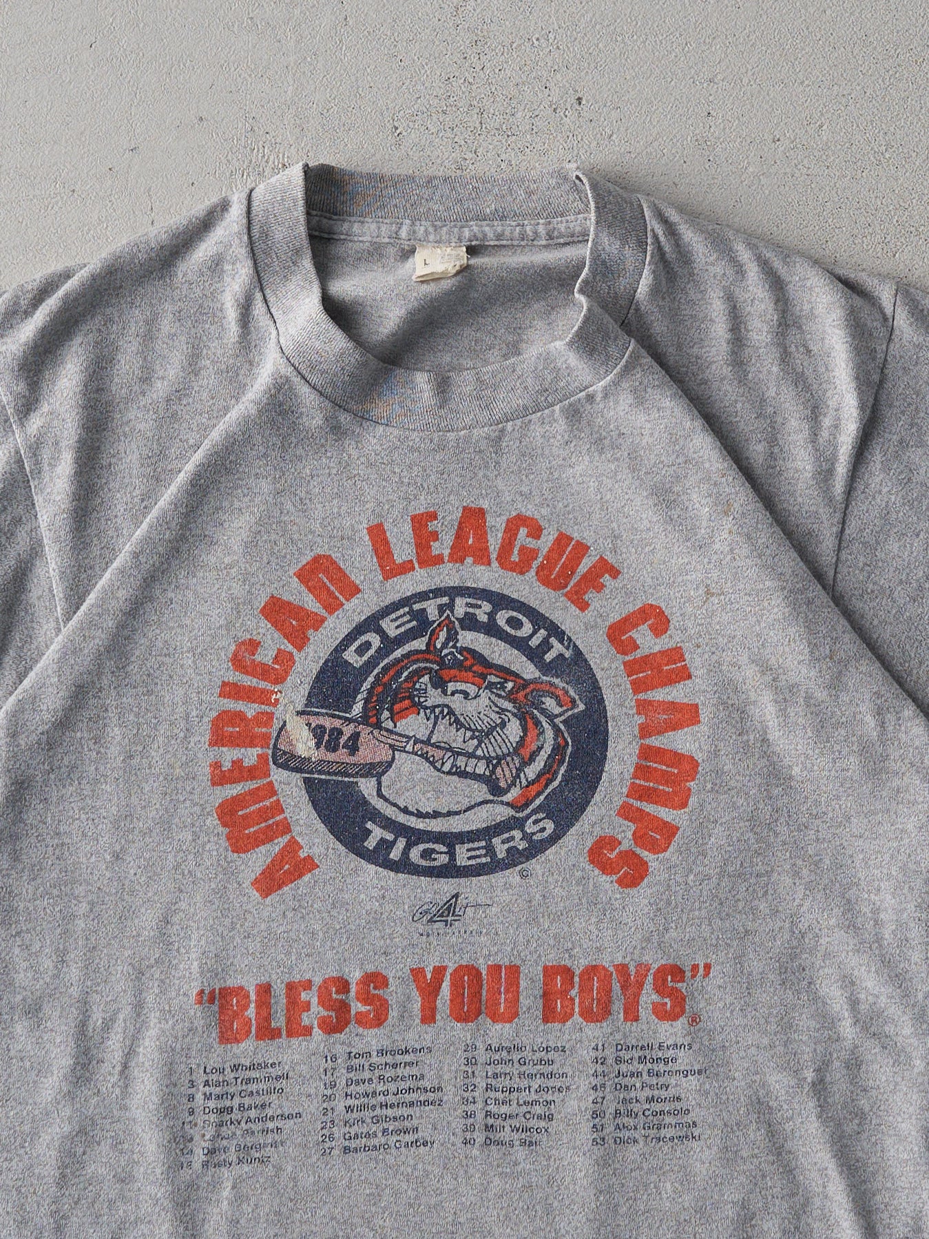 Vintage 84' Light Grey American League Champs Single Stitch Tee (XS)