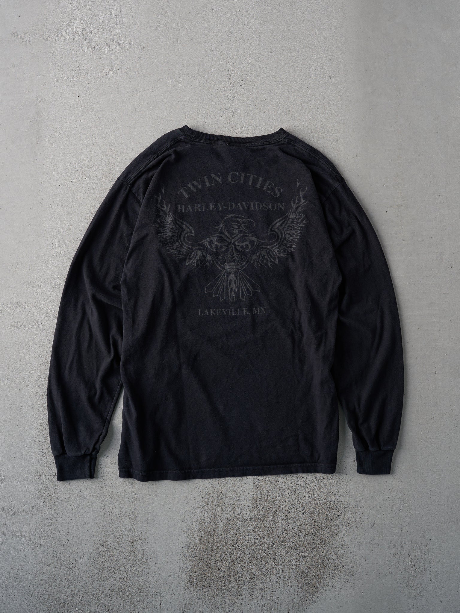 Vintage 04' Black Twin Cities Harley Davidson Long Sleeve (M)