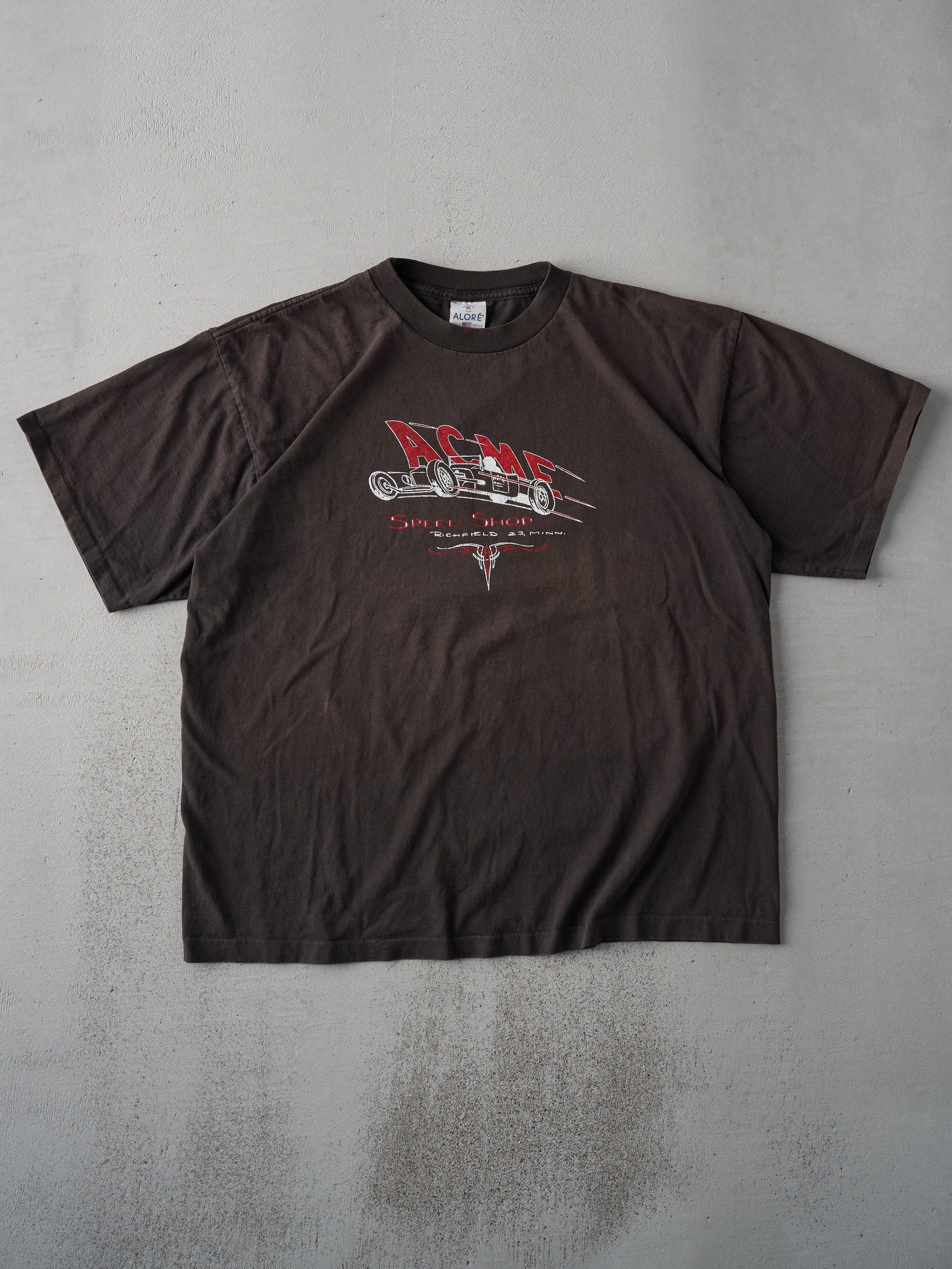 Vintage 90s Faded Black ACME Speed Shop Single Stitch Tee (L)