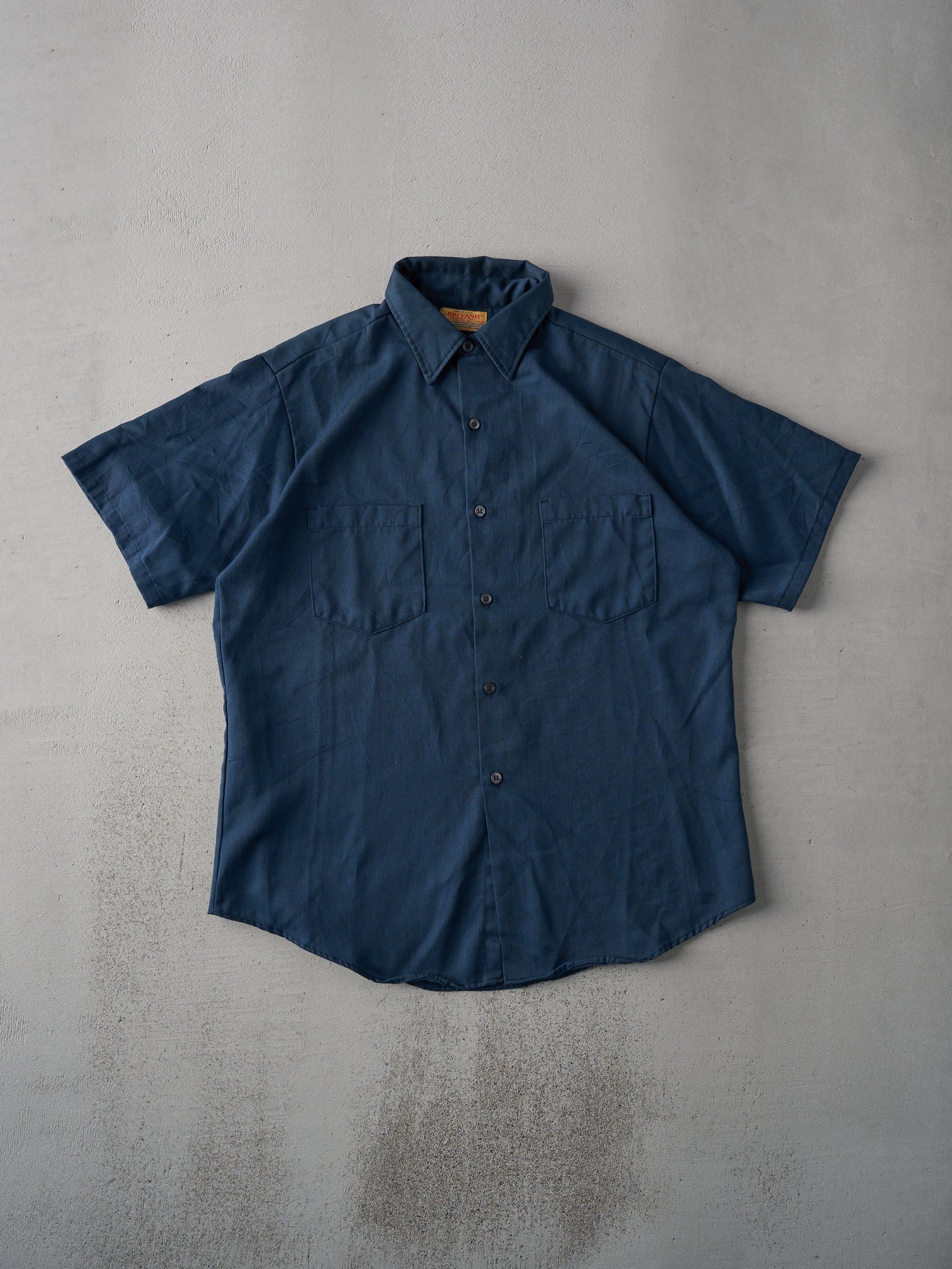 Vintage 70s Navy Blue Big Yank Button Up Shirt (L)