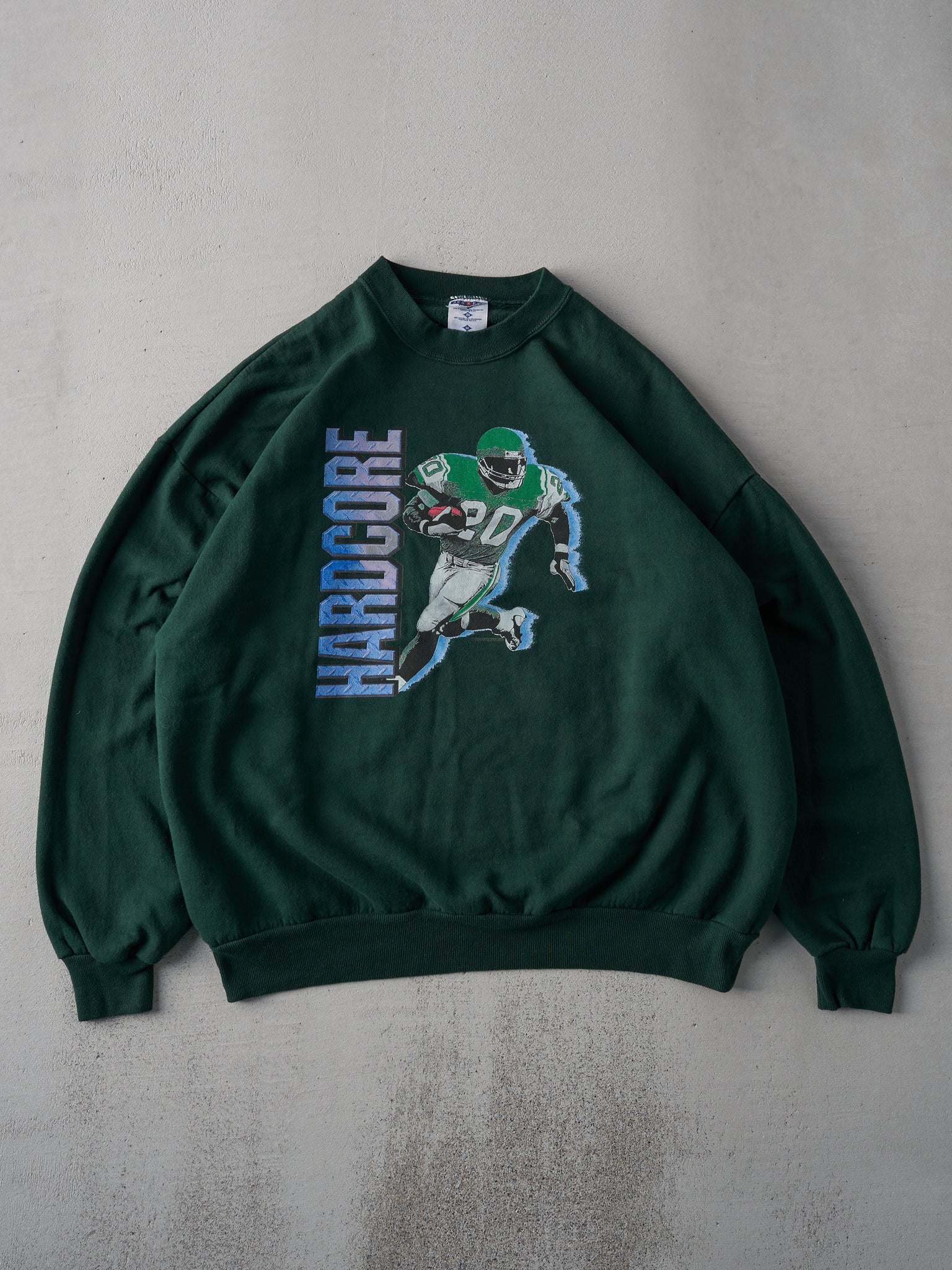 Vintage 90s Forest Green Hardcore Football Boxy Crewneck (XXL)