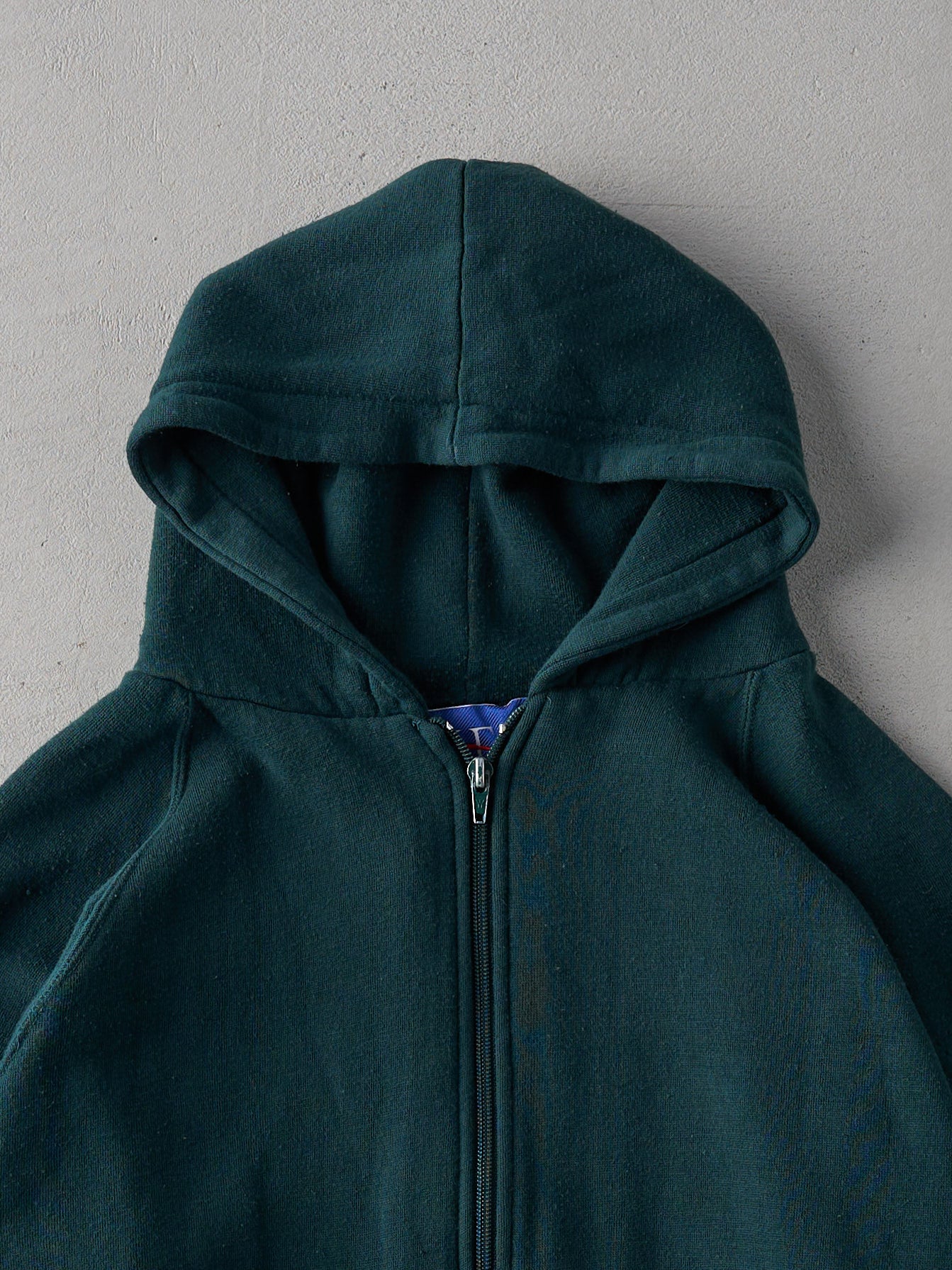 Vintage 80s Forest Green Blank Zip Up Hoodie (M)