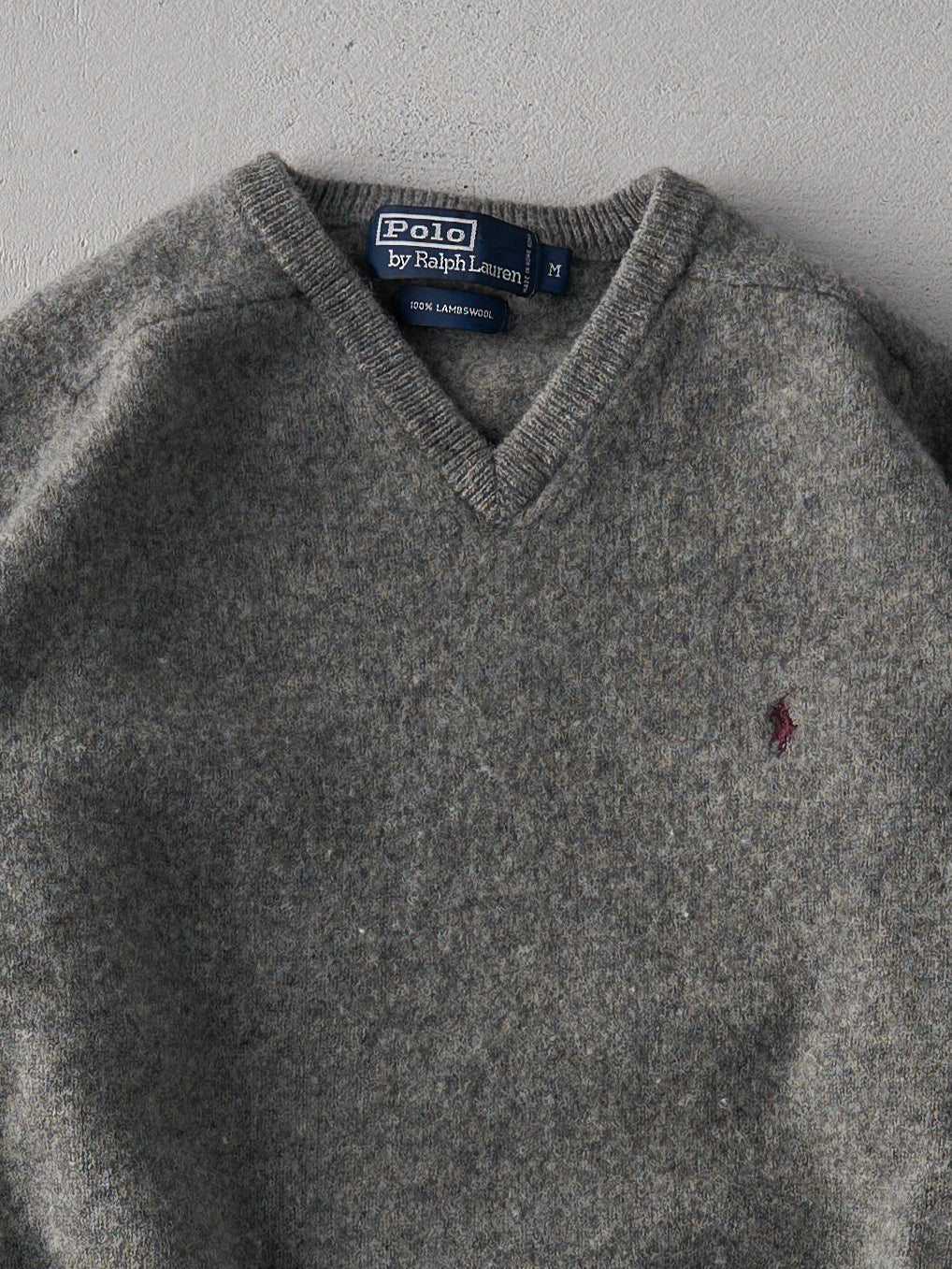 Vintage Warm Grey Polo Ralph Wool Pullover Knit Sweater (S)