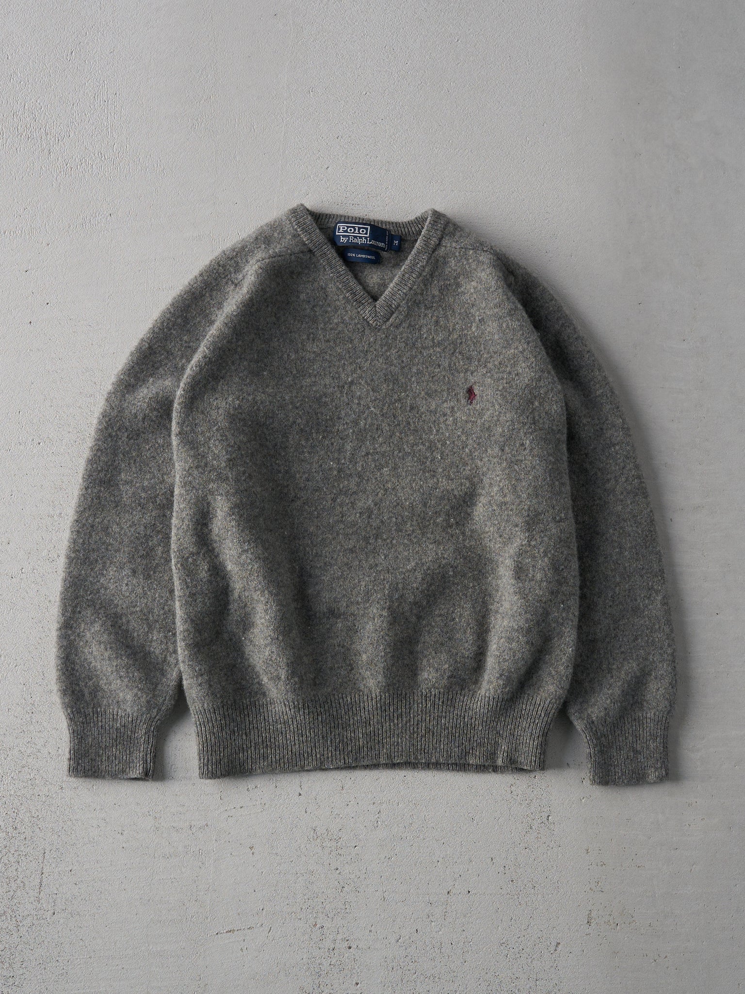 Vintage Warm Grey Polo Ralph Wool Pullover Knit Sweater (S)