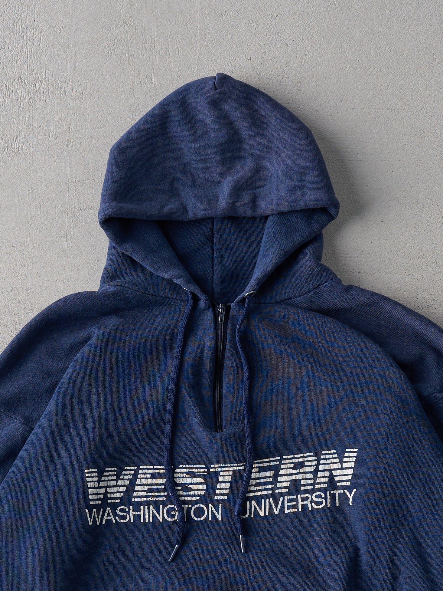 Vintage 80s Navy Blue Western Washington University Quarter Zip Hoodie (M)