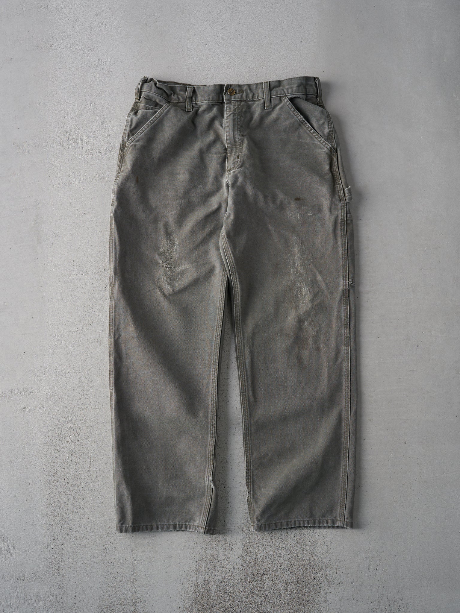 Vintage 90s Faded Green Carhartt Original Dungaree Fit Carpenter Pants (34x29.5)