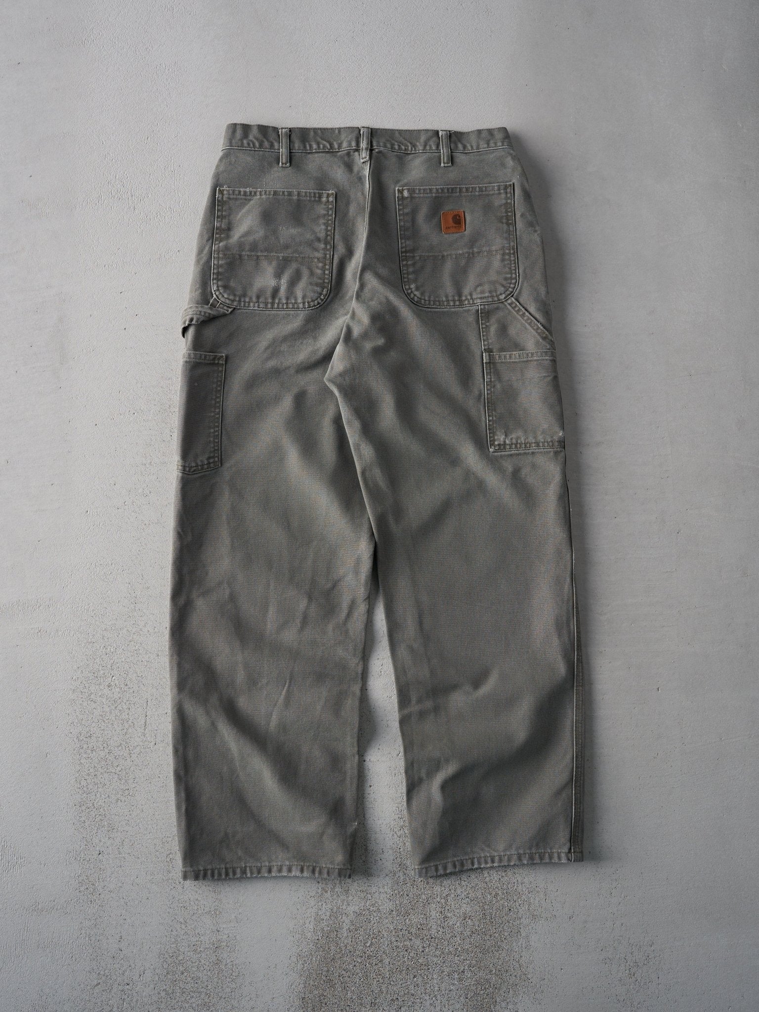 Vintage 90s Faded Green Carhartt Original Dungaree Fit Carpenter Pants (34x29.5)