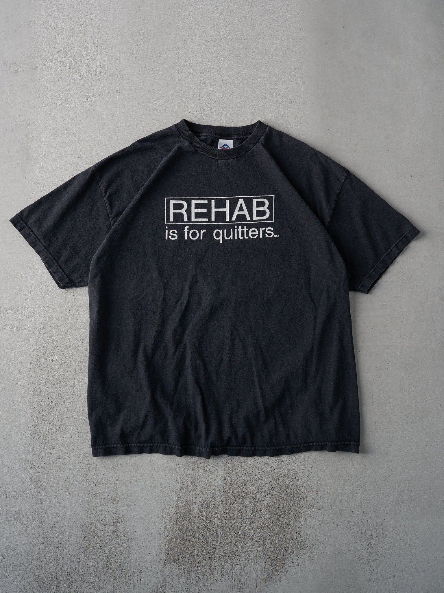 Vintage  Black "Rehab is for Quitters" Tee (L/XL)