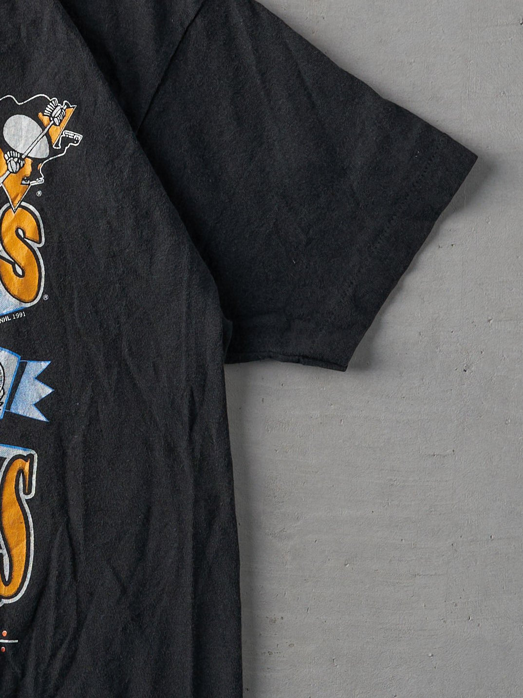 Vintage 91' Black Pittsburgh Penguins Champions Single Stitch Tee (S/M)