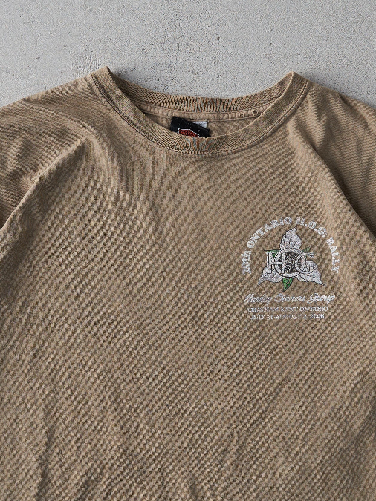 Vintage 08' Sand Brown Harley Davidson Harleys Owners Group Tee (M)