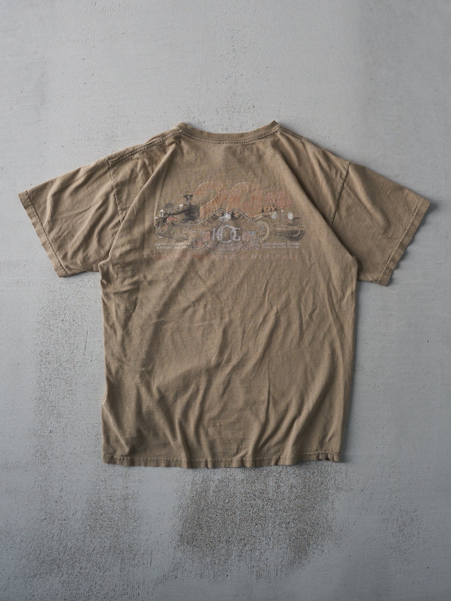 Vintage 08' Sand Brown Harley Davidson Harleys Owners Group Tee (M)