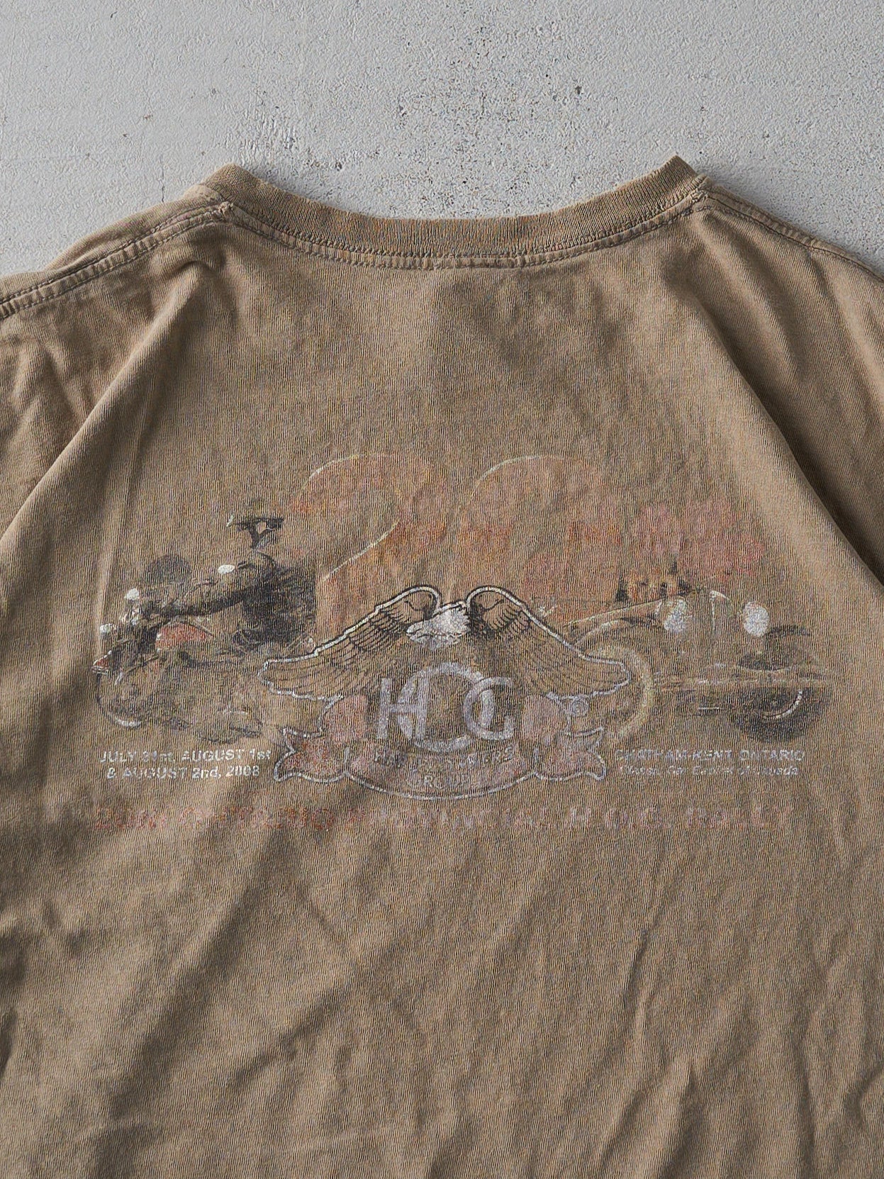 Vintage 08' Sand Brown Harley Davidson Harleys Owners Group Tee (M)