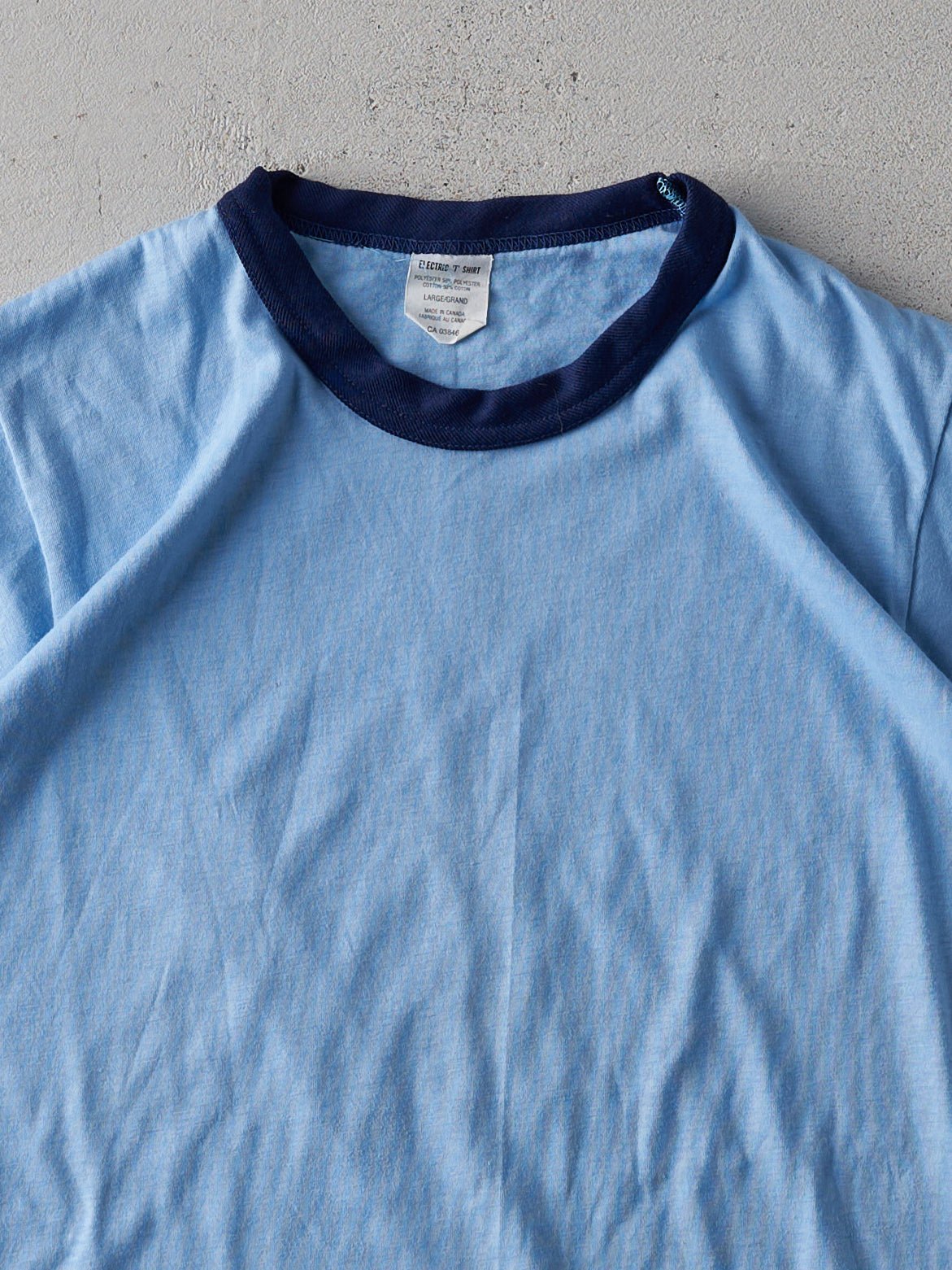 Vintage 80s Baby Blue Ringer Tee (XS/S)