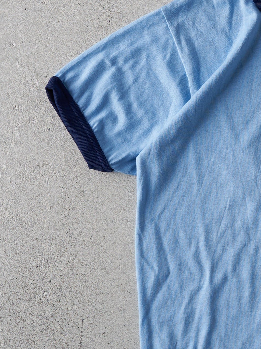 Vintage 80s Baby Blue Ringer Tee (XS/S)