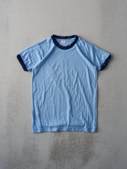 Vintage 80s Baby Blue Ringer Tee (XS/S)