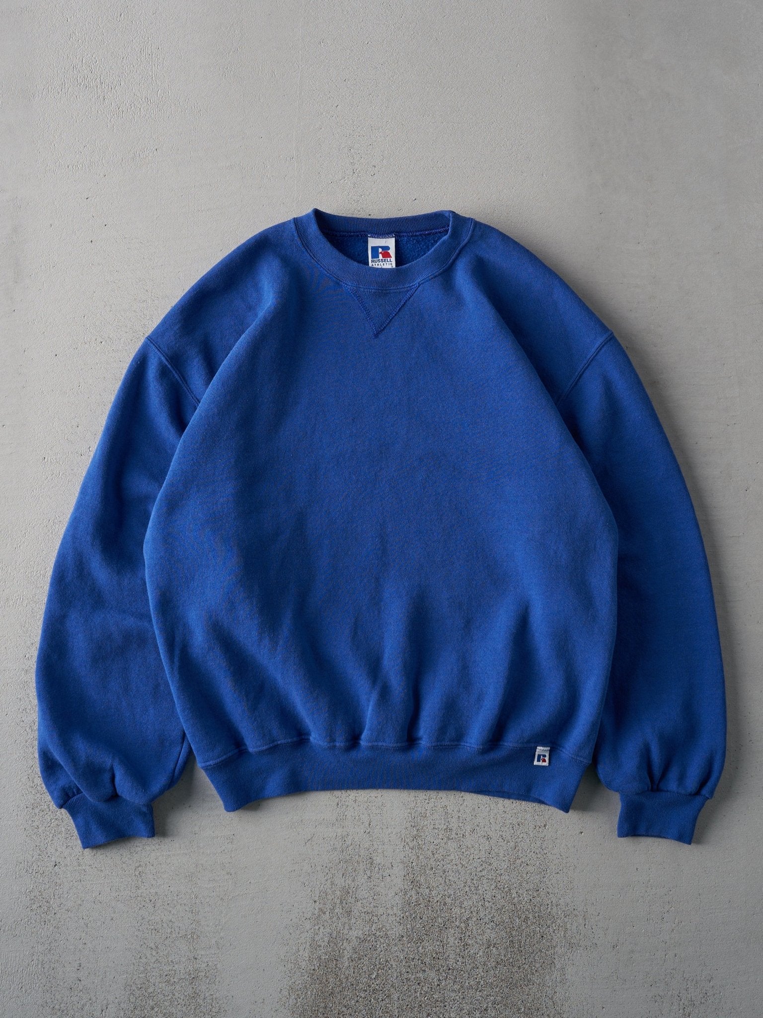 Vintage 90s Cobalt Blue Russell Athletics Blank Crewneck (M/L)