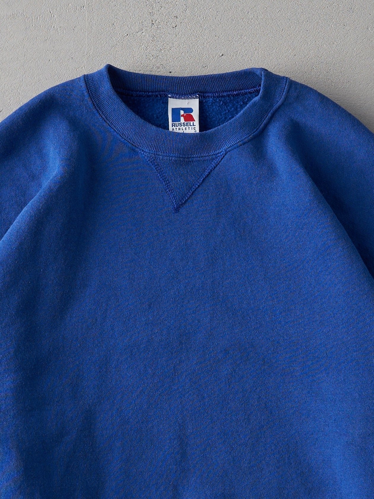 Vintage 90s Cobalt Blue Russell Athletics Blank Crewneck (M/L)