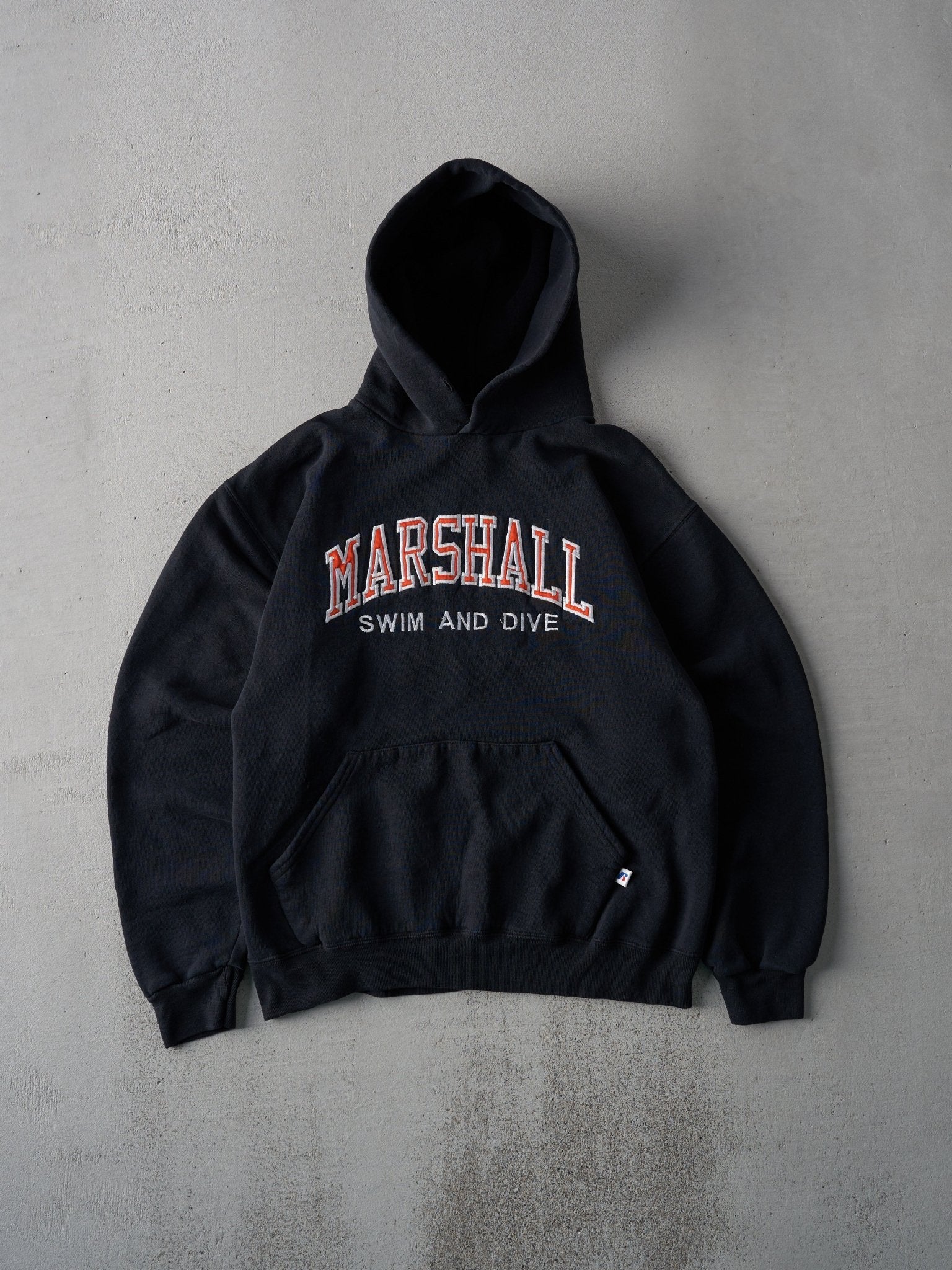 Vintage Y2K Black Marshall Swim and Dive Russell Athletics Hoodie (M)