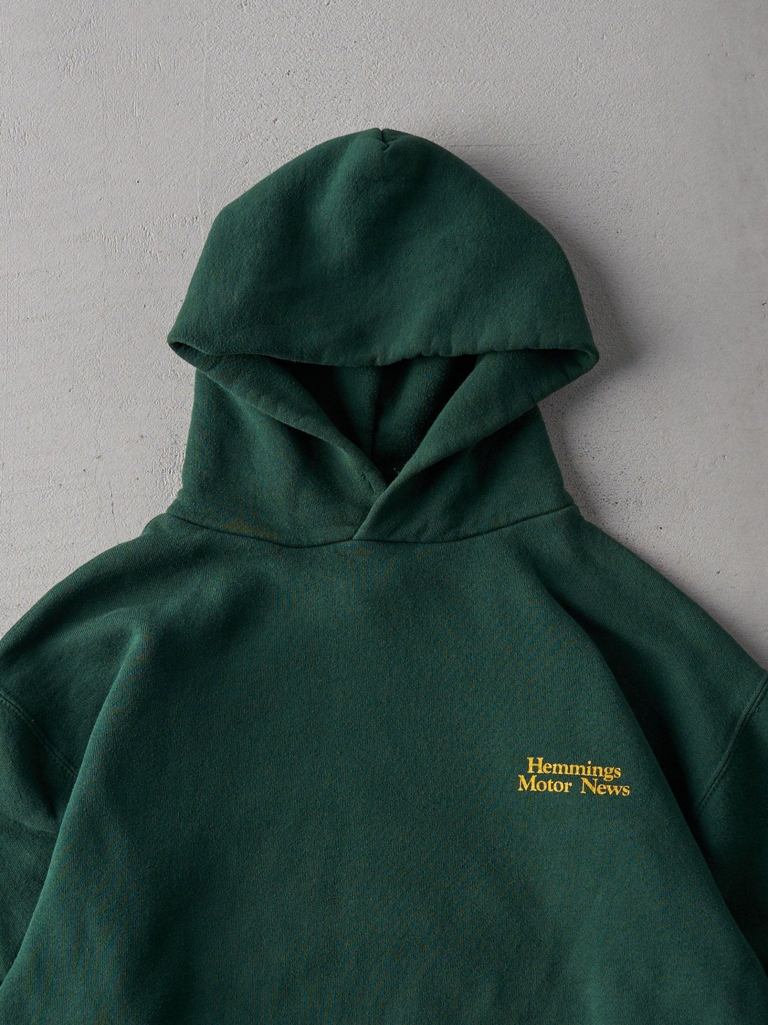 Vintage 90s Forest Green Hemmings Motor News Russell Athletics Hoodie (M)