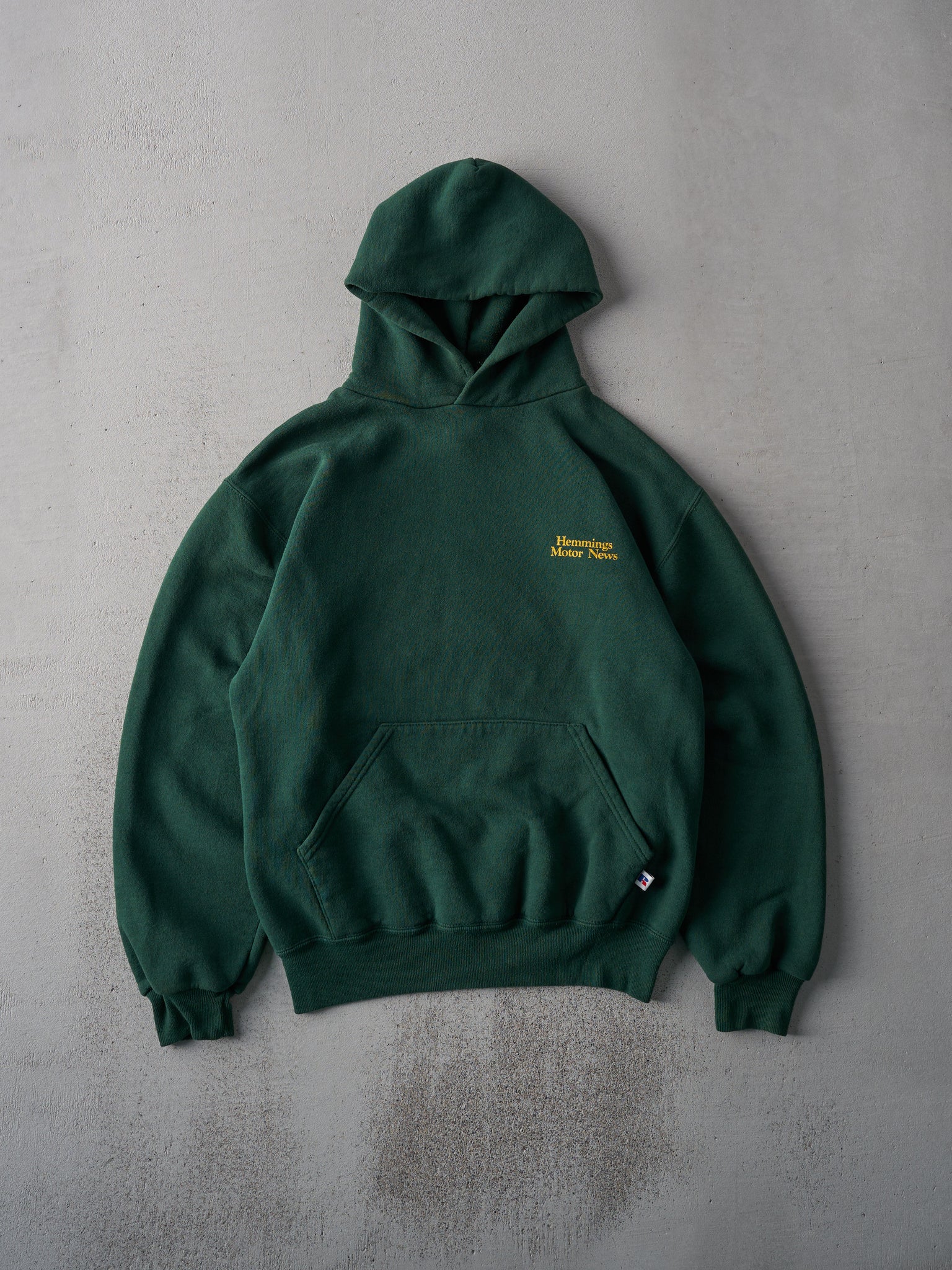 Vintage 90s Forest Green Hemmings Motor News Russell Athletics Hoodie (M)