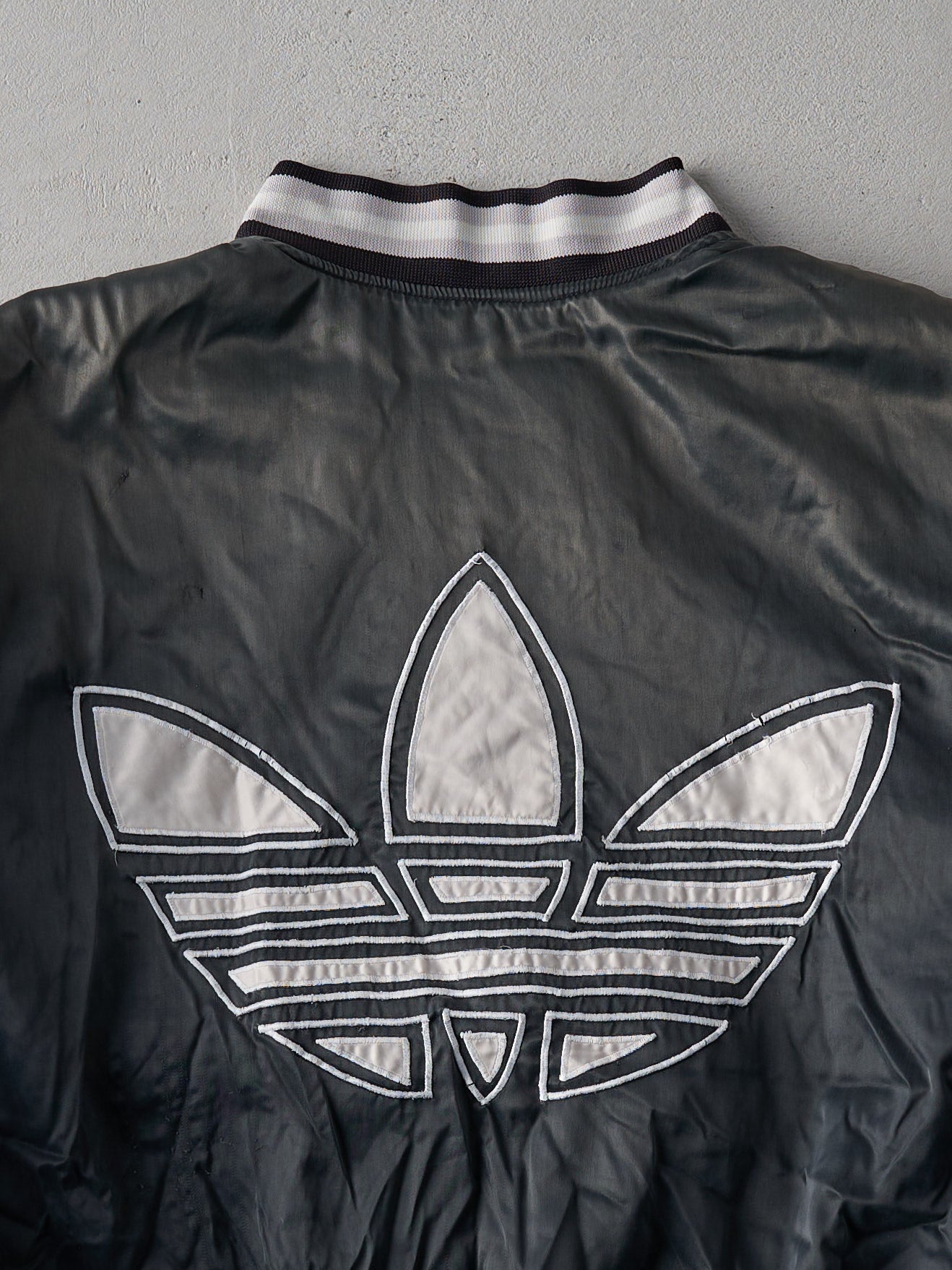 Vintage 70s RARE Black Adidas Satin Bomber (M/L)