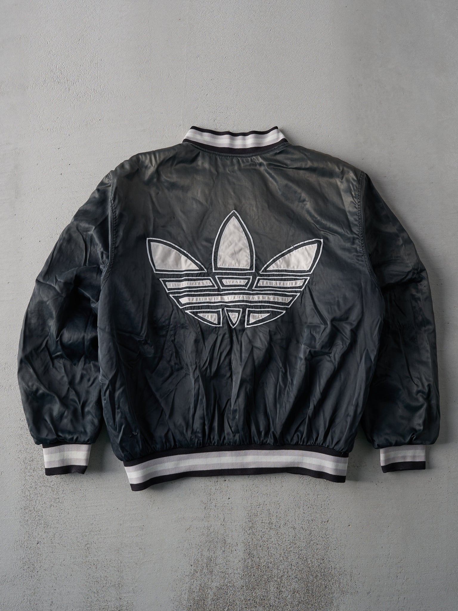 Vintage 70s RARE Black Adidas Satin Bomber (M/L)