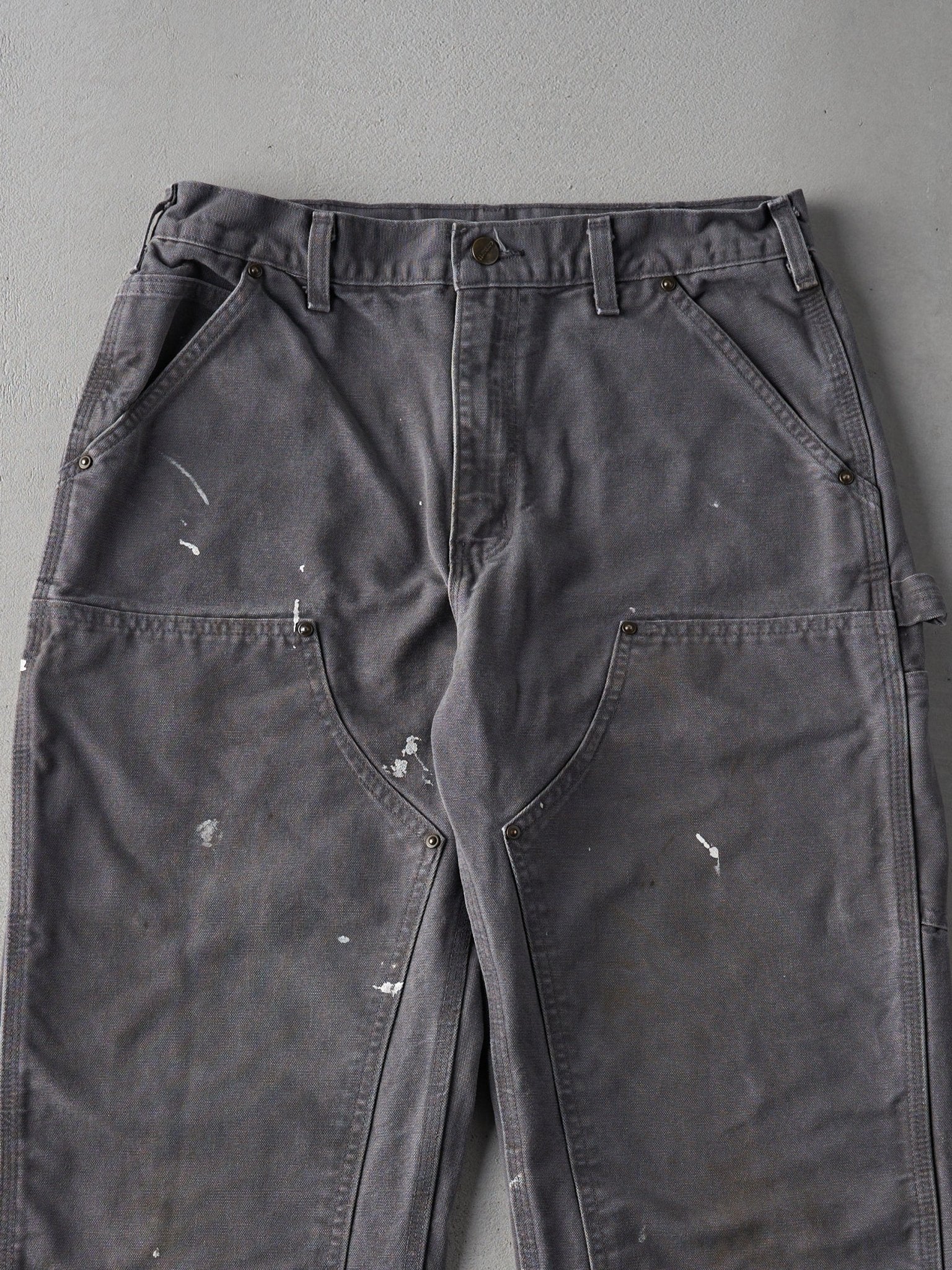 Vintage 90s Grey Dungaree Fit Carhartt Double Knee Carpenter Pants (32x30)