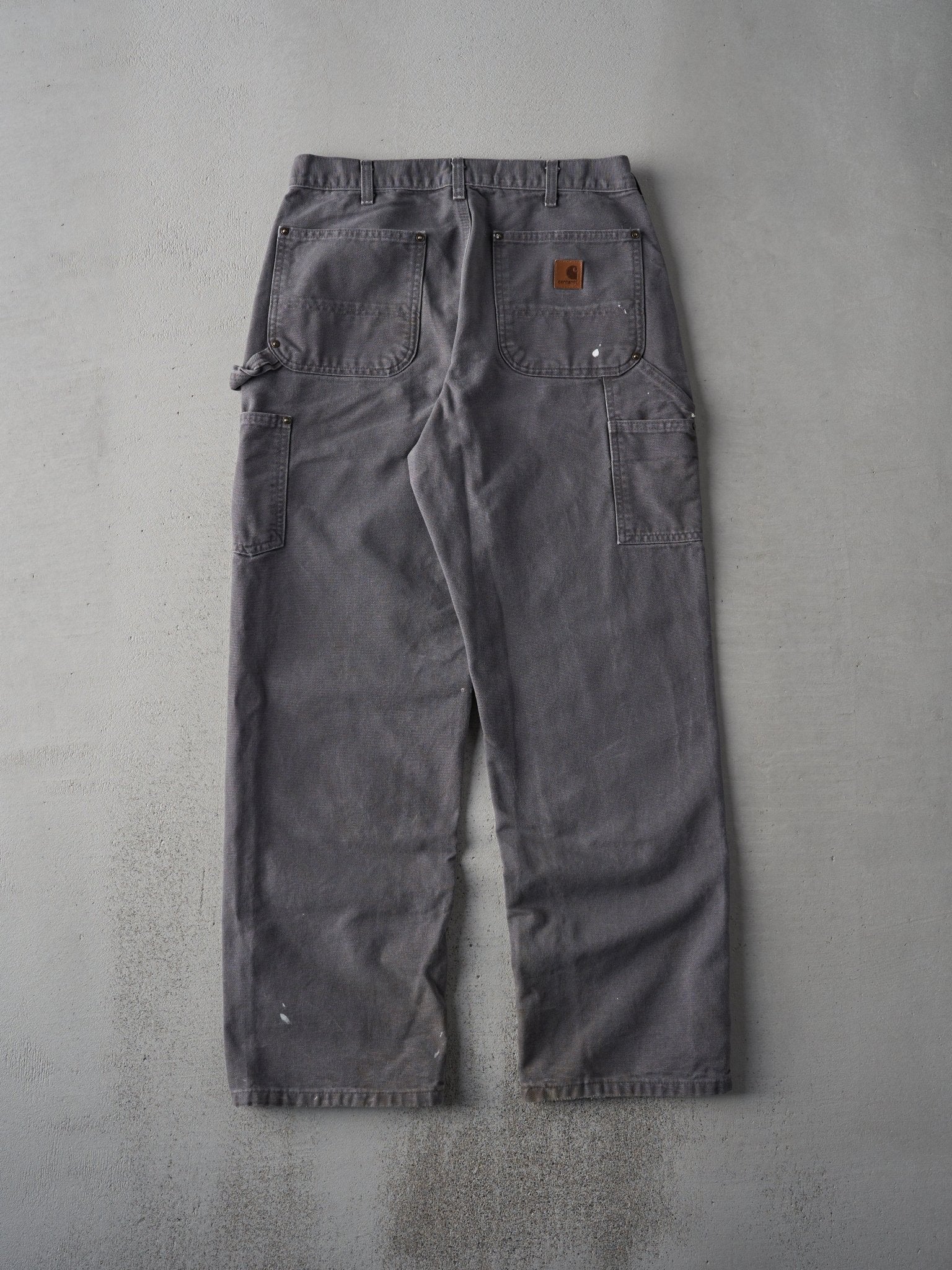 Vintage 90s Grey Dungaree Fit Carhartt Double Knee Carpenter Pants (32x30)
