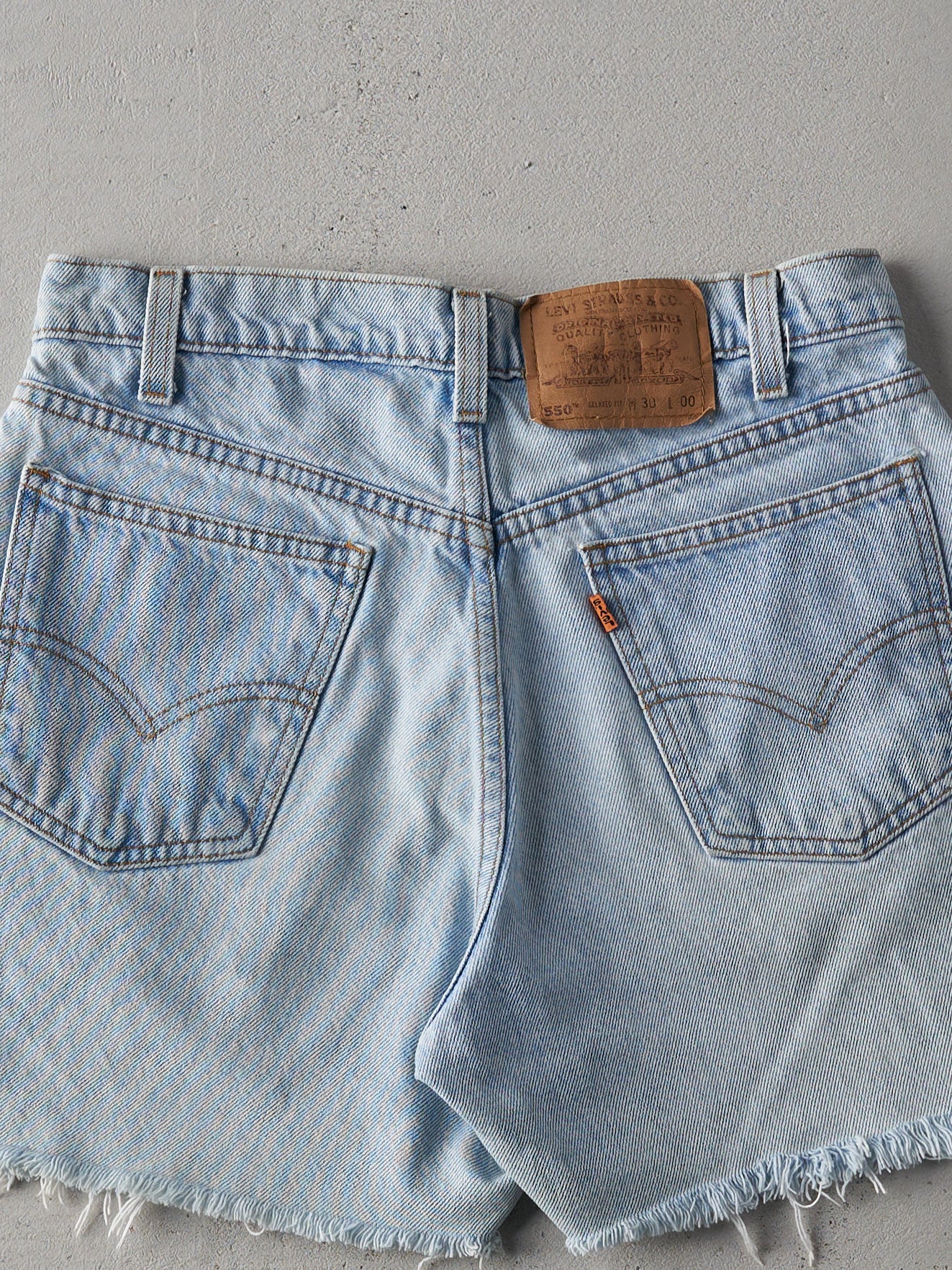 Vintage 90s Light Wash Levi's 550 Orange Tab Cut Off Shorts (29x4)