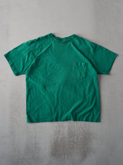 Vintage 90s Kelly Green Blank Boxy Single Stitch Pocket Tee (M)