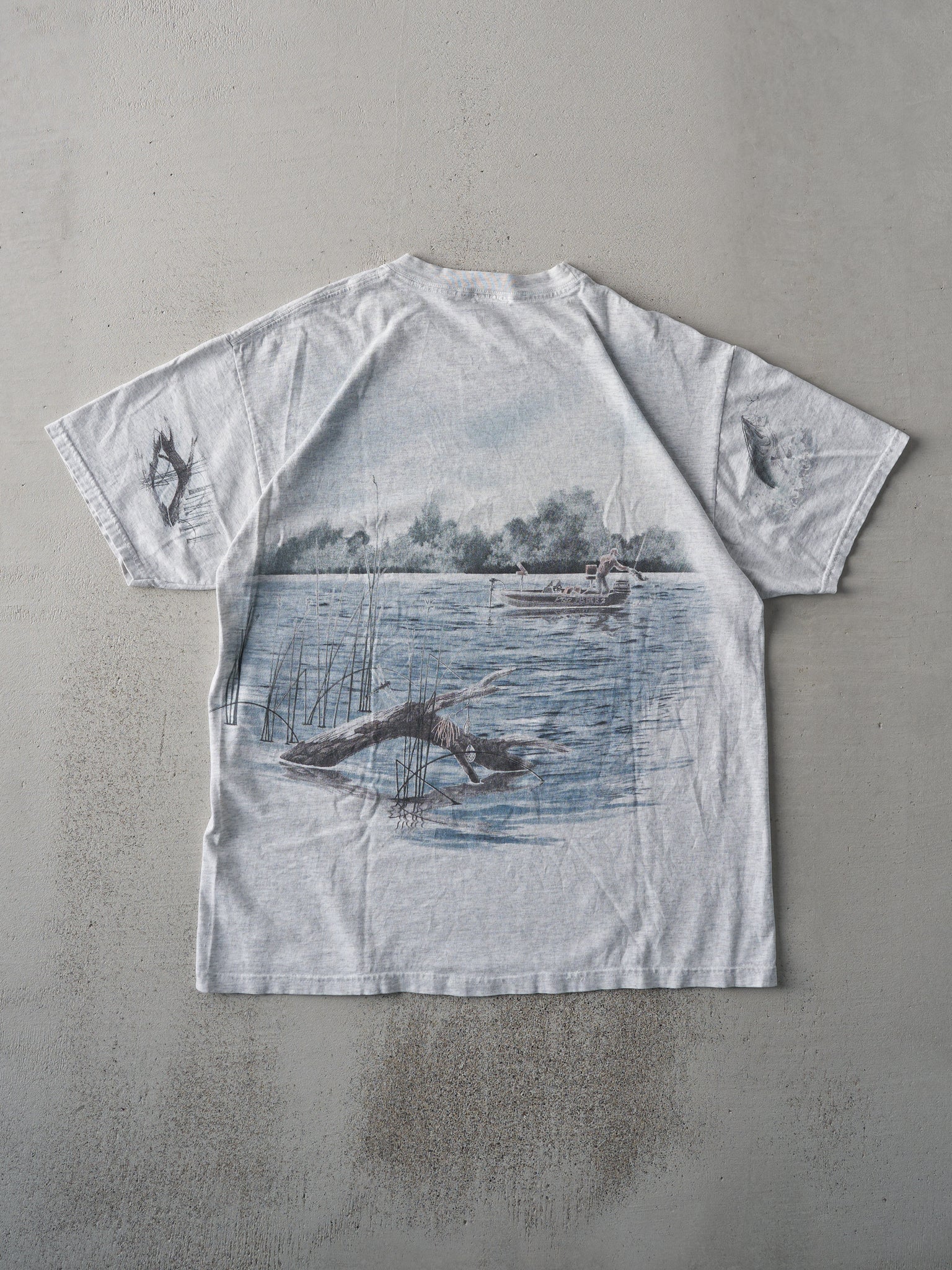 Vintage 90s Light Grey Lake Tahoe Nature Tee (M)