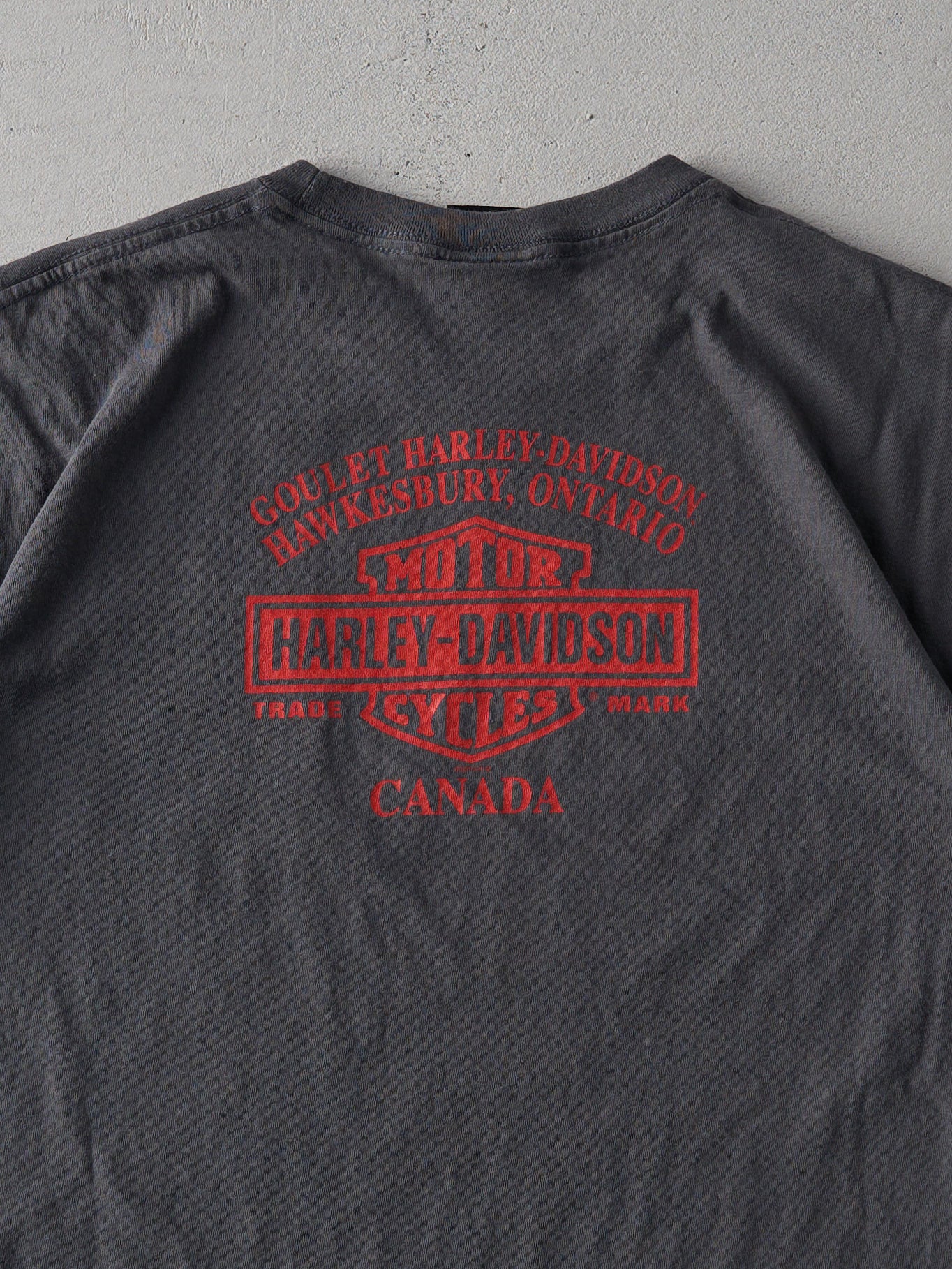 Vintage Y2K Dark Grey Hawkesbury Ontario Harley Davidson Tee (L)