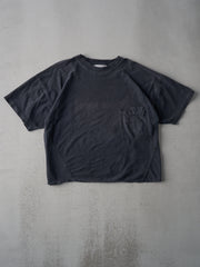 Vintage 90s Faded Black B.U.M. Equipment Blank Boxy Double Pocket Tee (L)