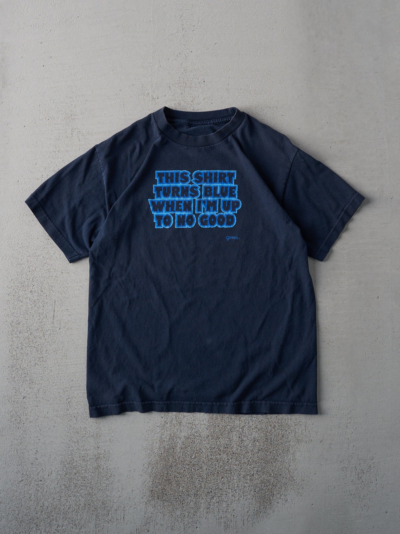 Vintage Y2K Navy "Up To No Good" Tee (S)