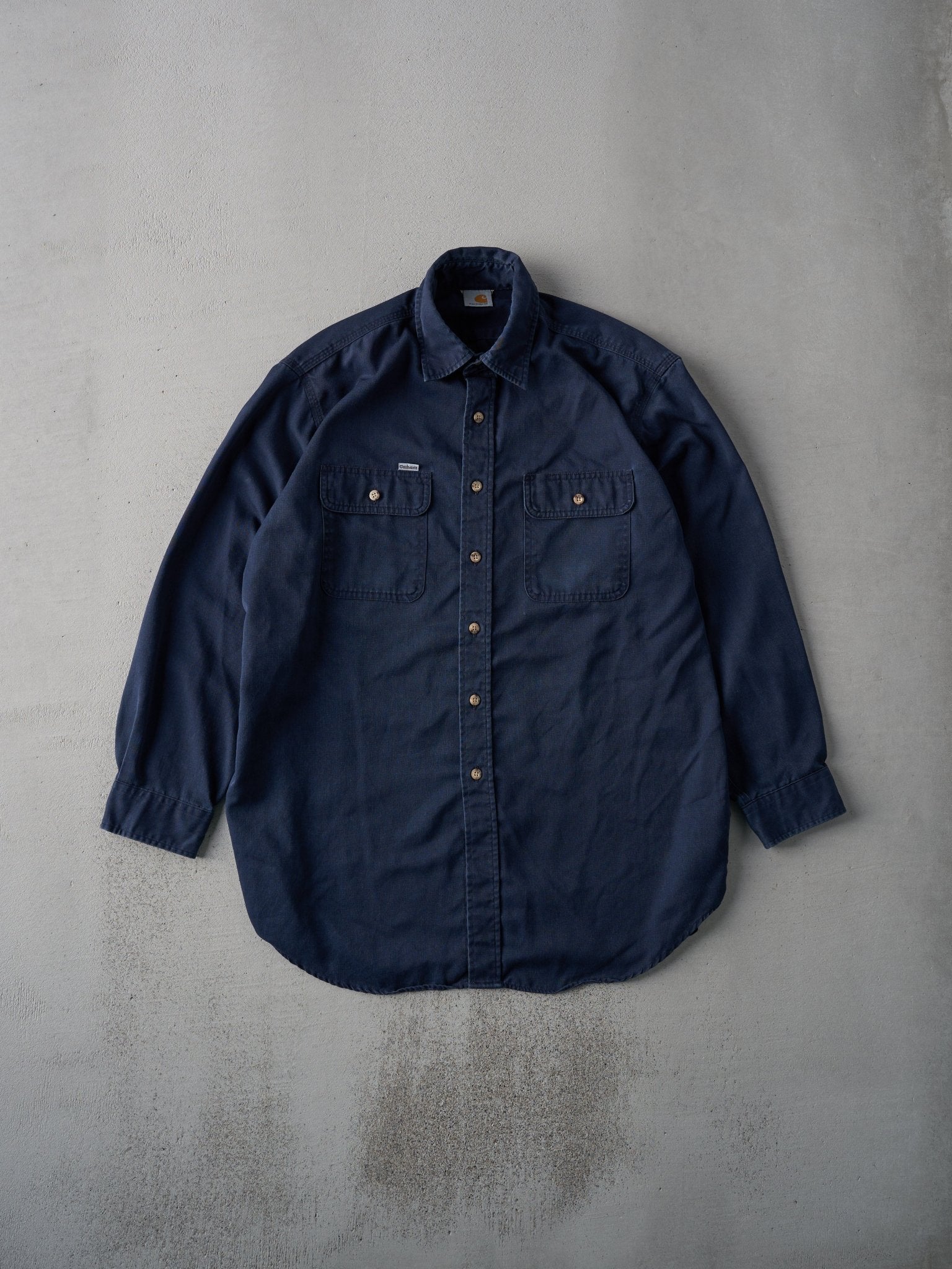 Vintage 90s Navy Carhartt Button Up Shirt (L/XL)