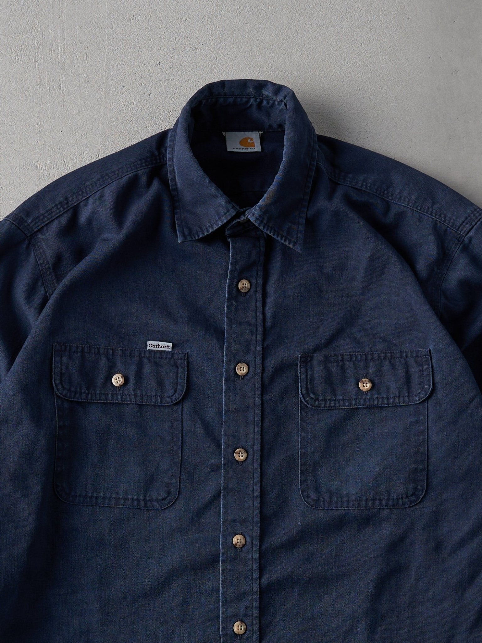 Vintage 90s Navy Carhartt Button Up Shirt (L/XL)