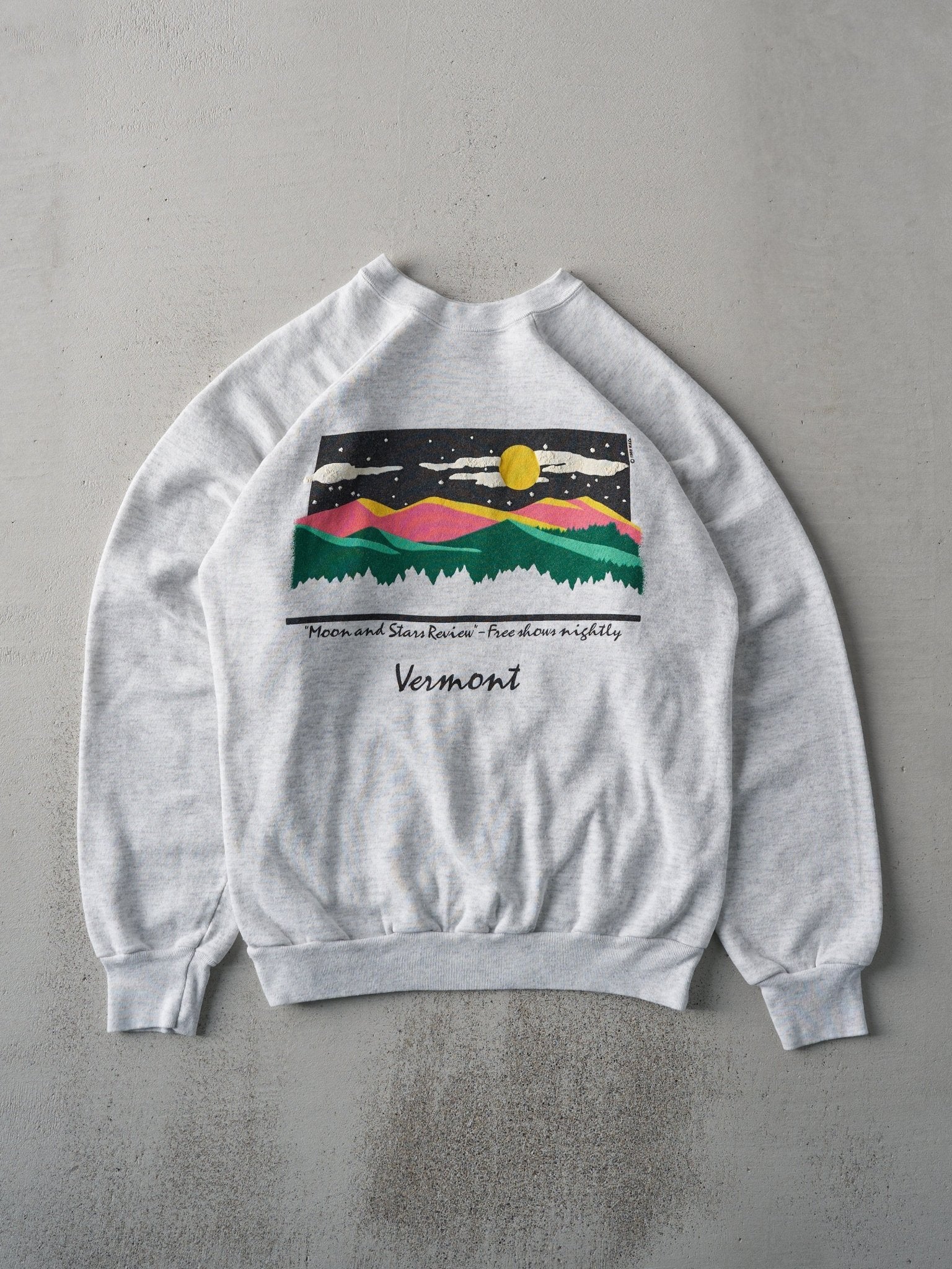 Vintage 89' Heather Grey Vermont Moon and Stars Crewneck (M)