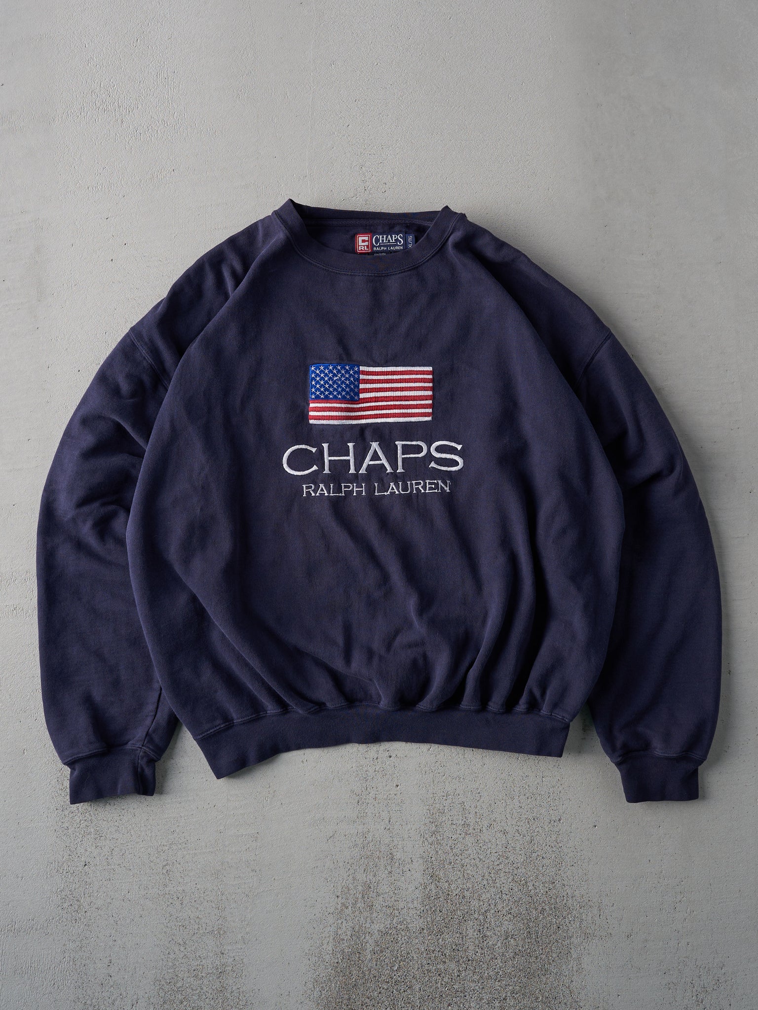 Vintage 90s Navy Chaps Ralph Lauren Embroidered Crewneck (L/XL)